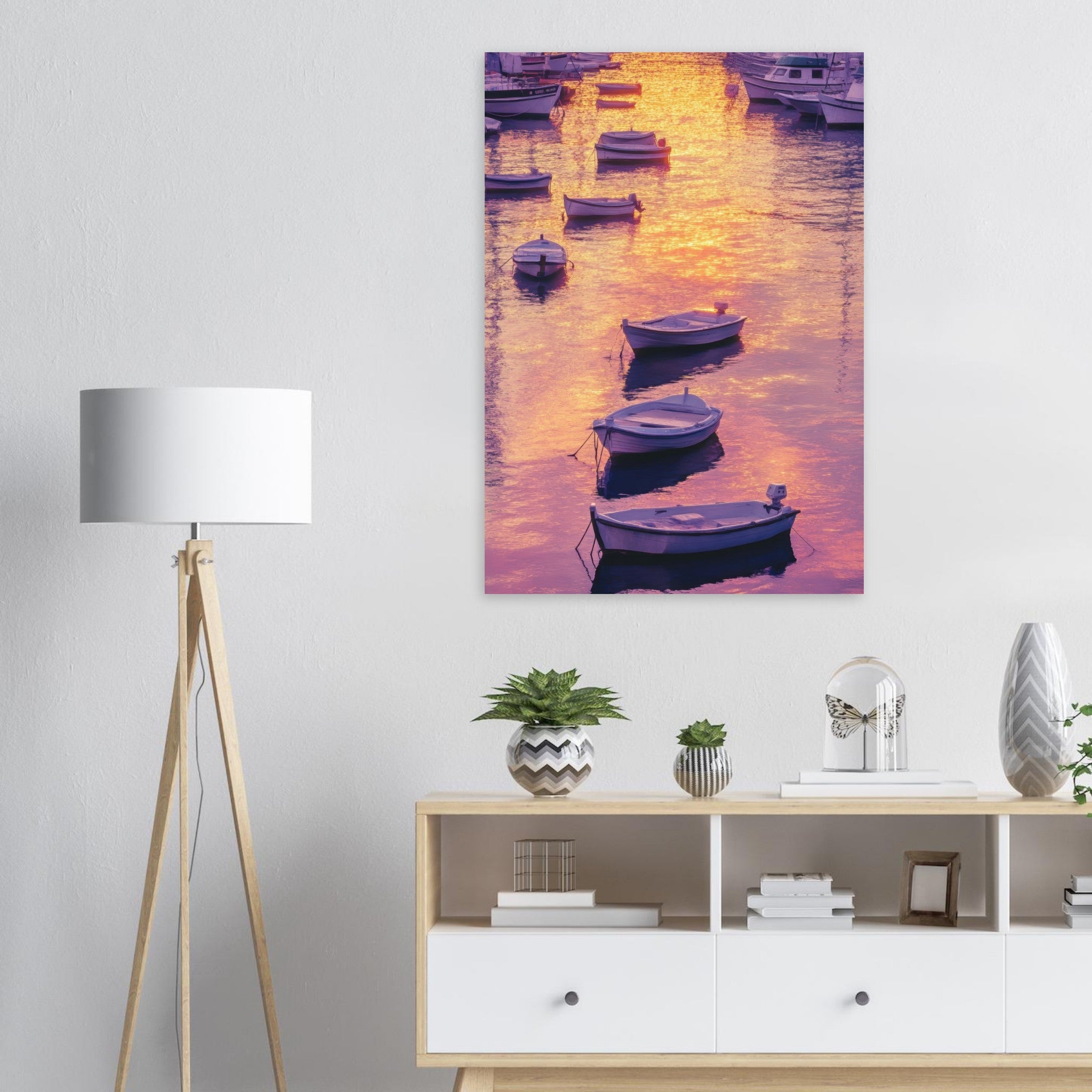 Aluminum Print Portrait - Boats at Dusk A harbor filled with gently rocky 4 - Shop Ai Art WebShop - Digital Art online Store