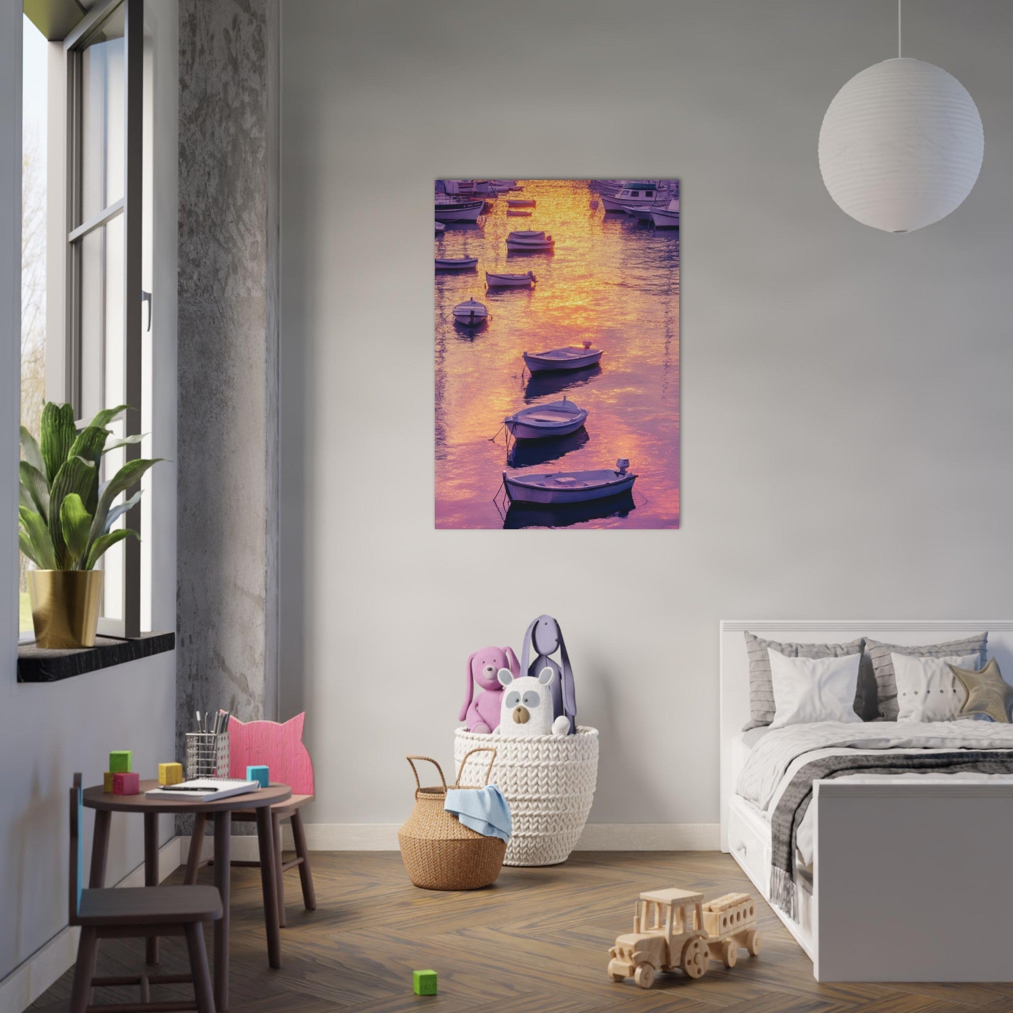Aluminum Print Portrait - Boats at Dusk A harbor filled with gently rocky 4 - Shop Ai Art WebShop - Digital Art online Store
