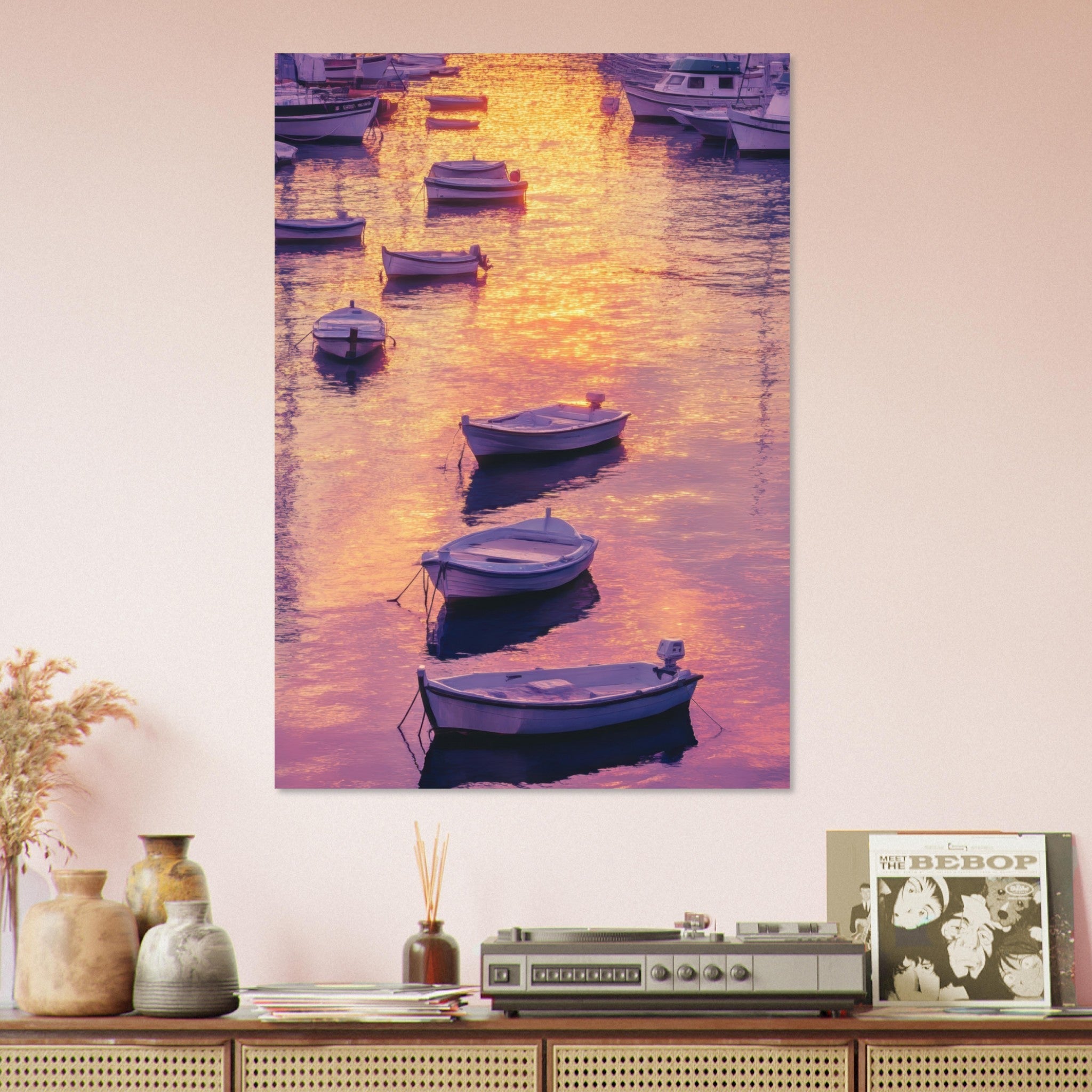 Aluminum Print Portrait - Boats at Dusk A harbor filled with gently rocky 4 - Shop Ai Art WebShop - Digital Art online Store
