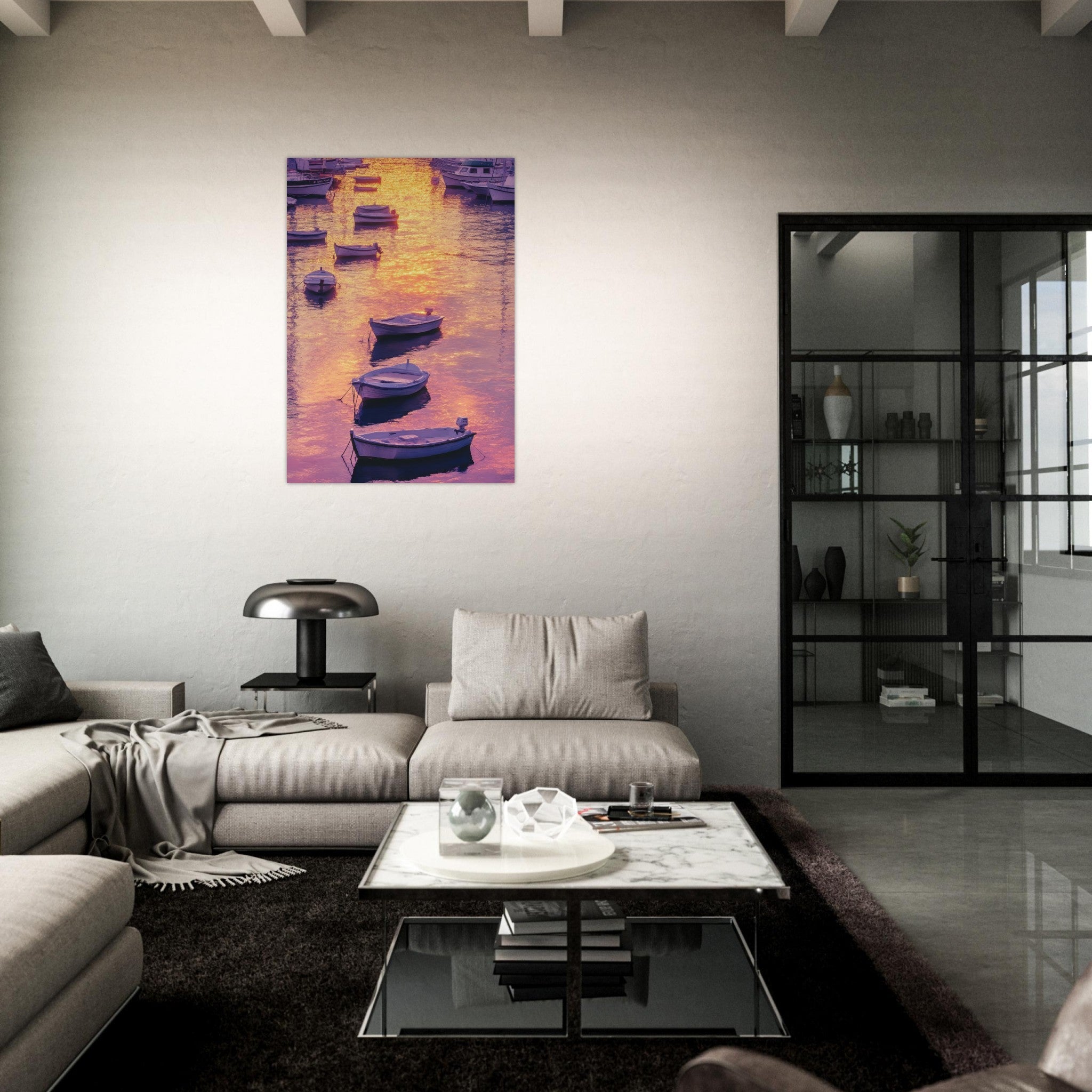 Aluminum Print Portrait - Boats at Dusk A harbor filled with gently rocky 4 - Shop Ai Art WebShop - Digital Art online Store