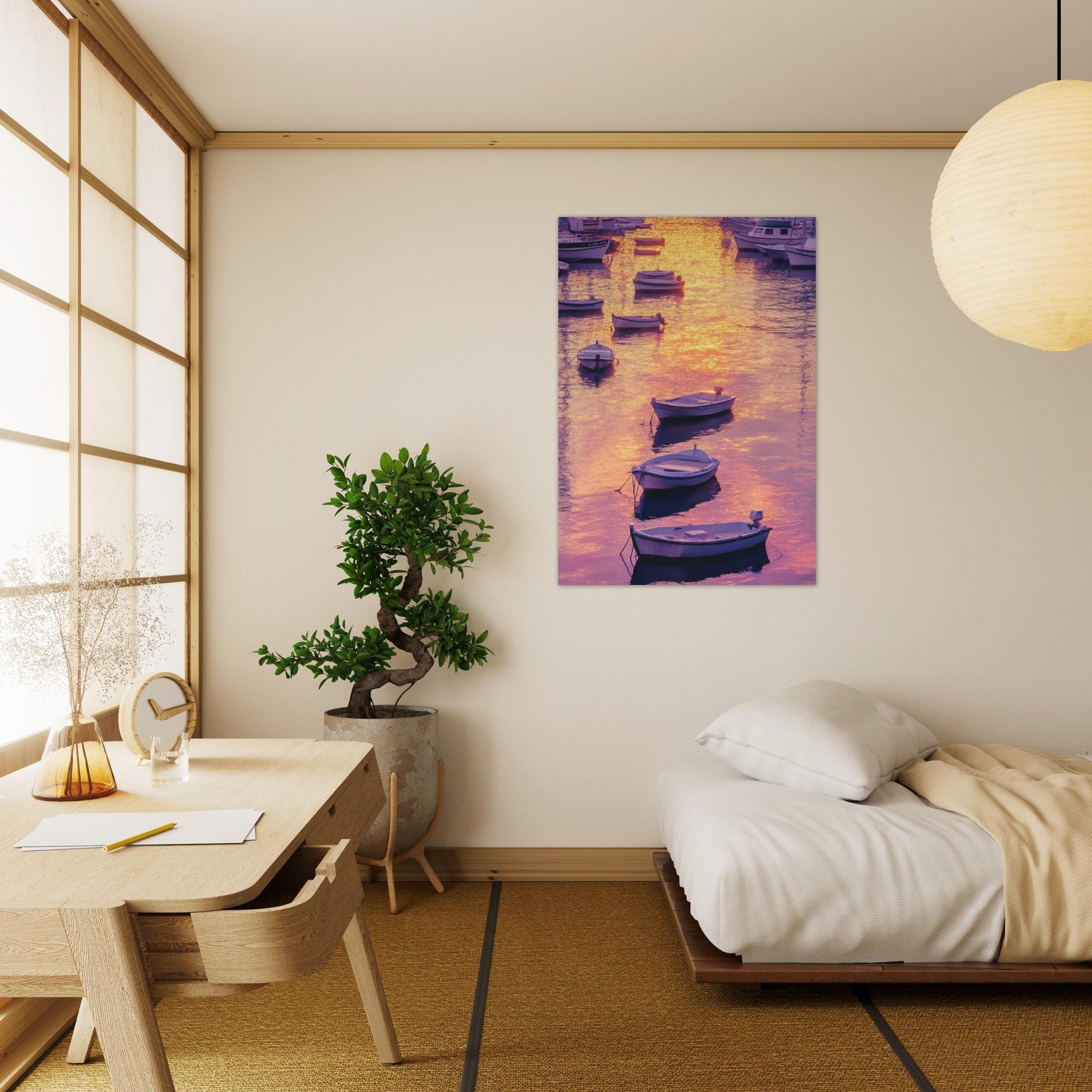 Aluminum Print Portrait - Boats at Dusk A harbor filled with gently rocky 4 - Shop Ai Art WebShop - Digital Art online Store