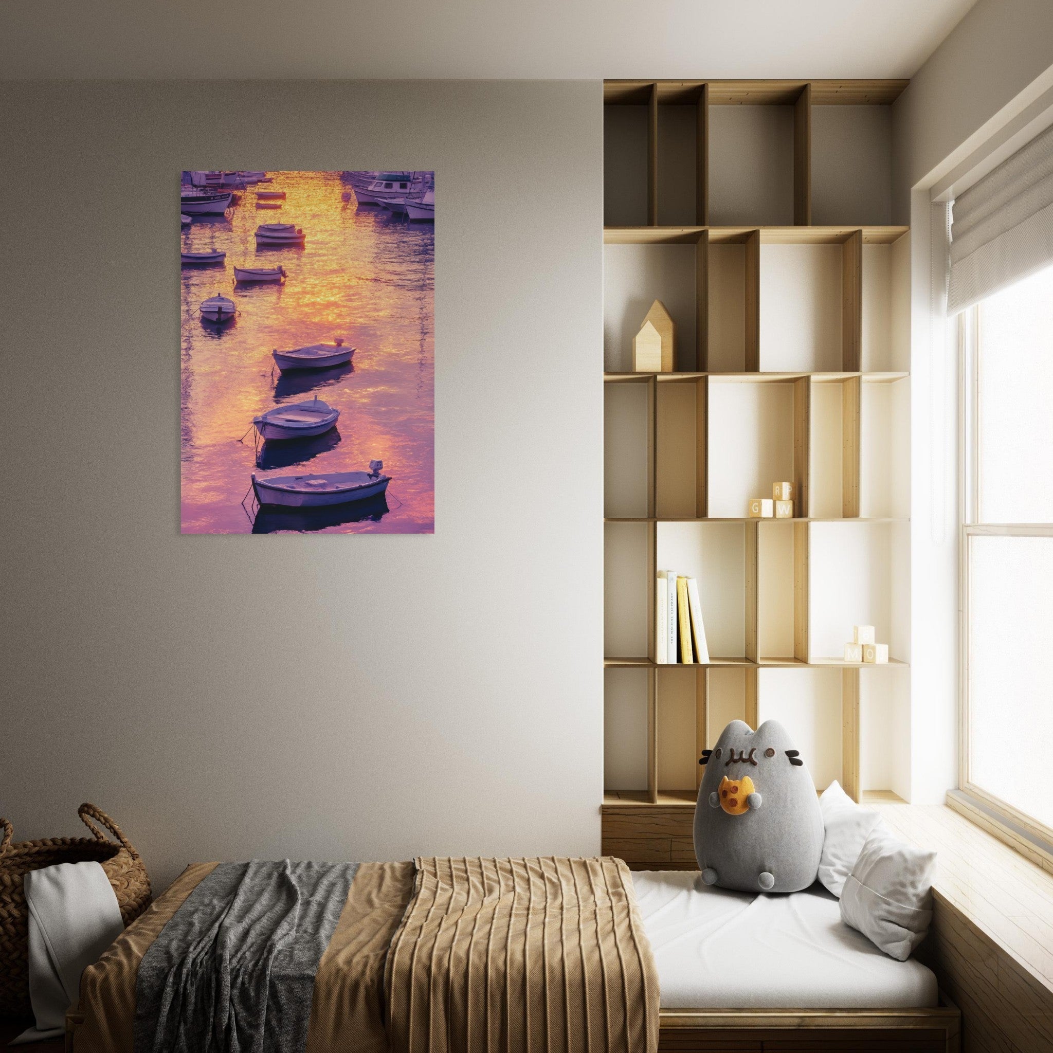 Aluminum Print Portrait - Boats at Dusk A harbor filled with gently rocky 4 - Shop Ai Art WebShop - Digital Art online Store