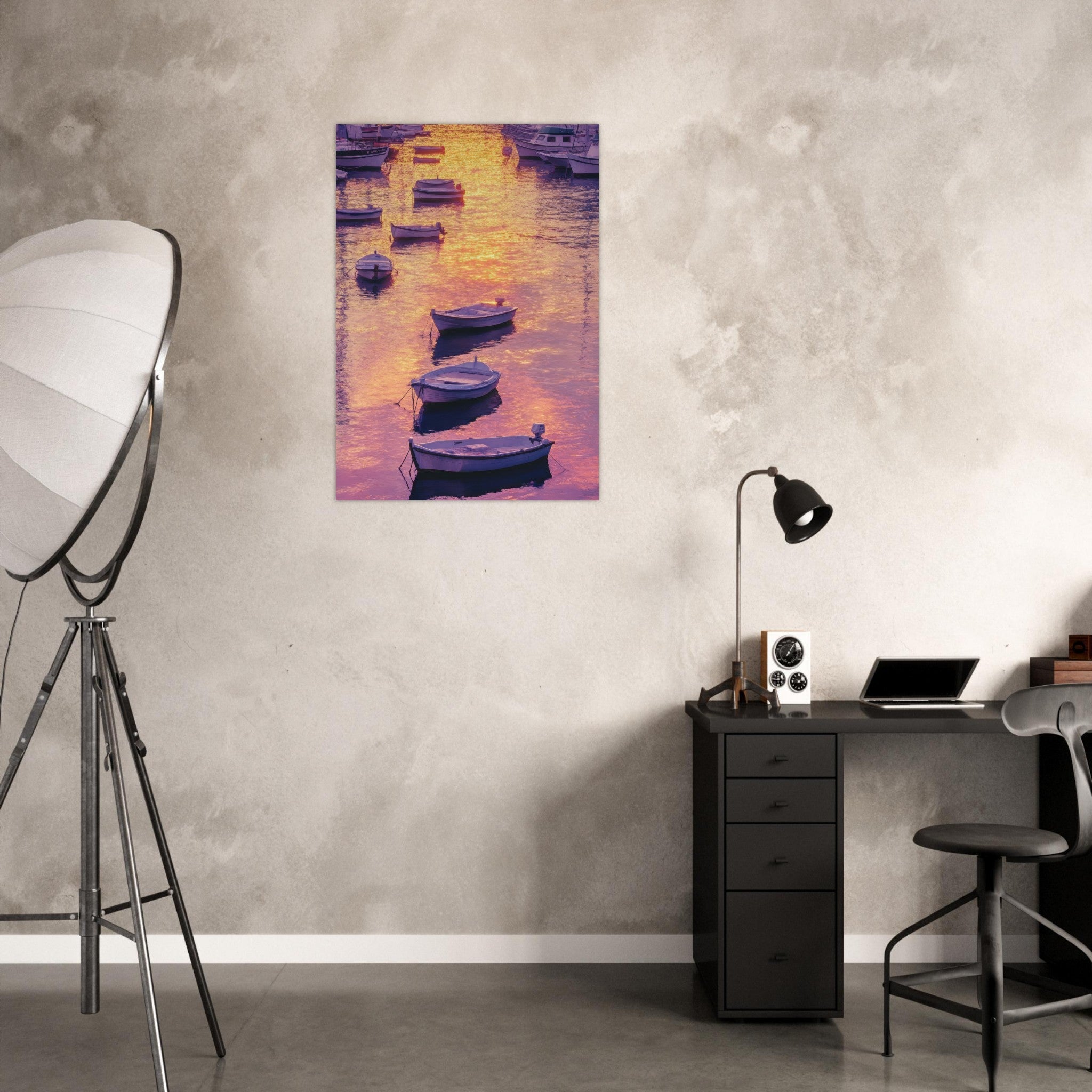 Aluminum Print Portrait - Boats at Dusk A harbor filled with gently rocky 4 - Shop Ai Art WebShop - Digital Art online Store