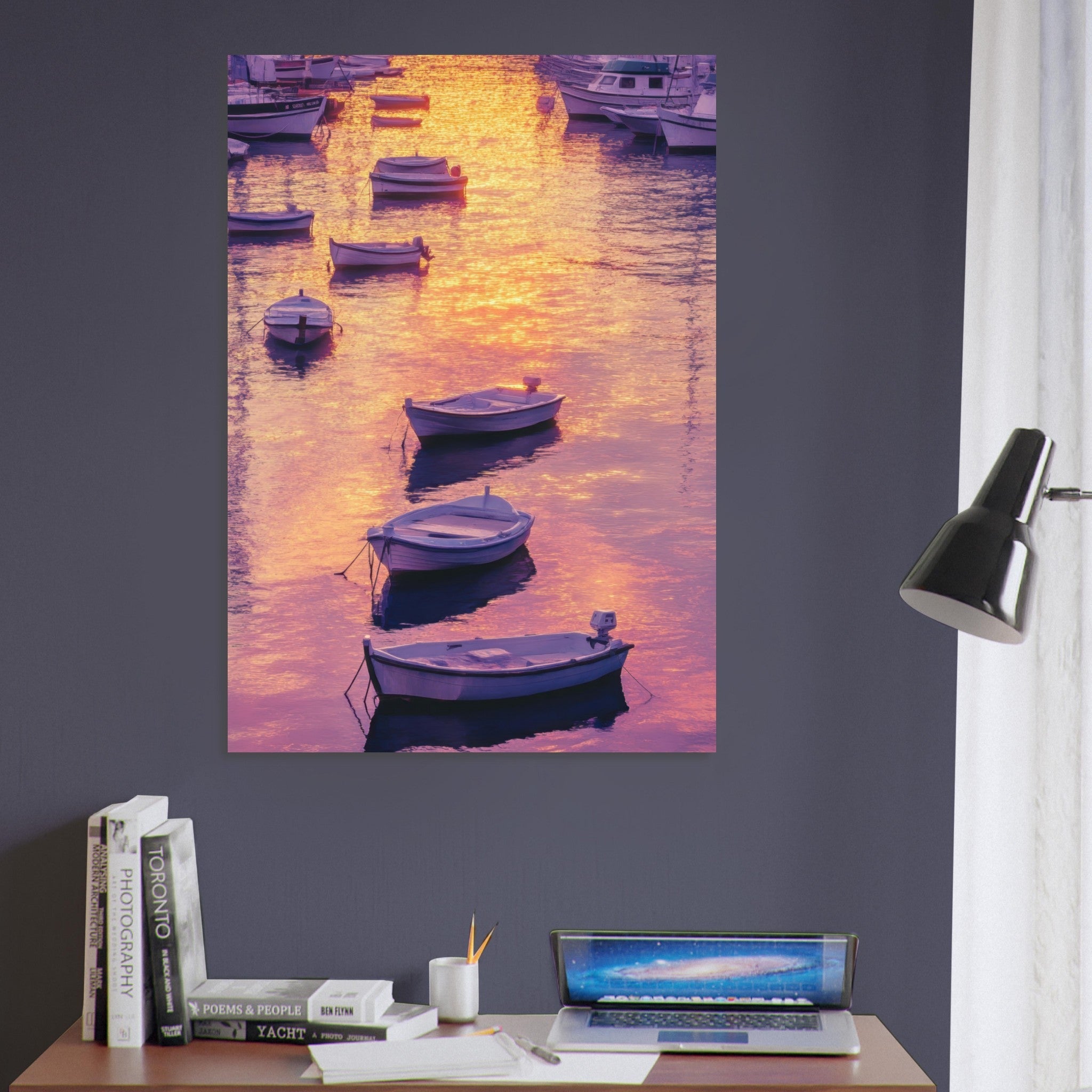 Aluminum Print Portrait - Boats at Dusk A harbor filled with gently rocky 4 - Shop Ai Art WebShop - Digital Art online Store