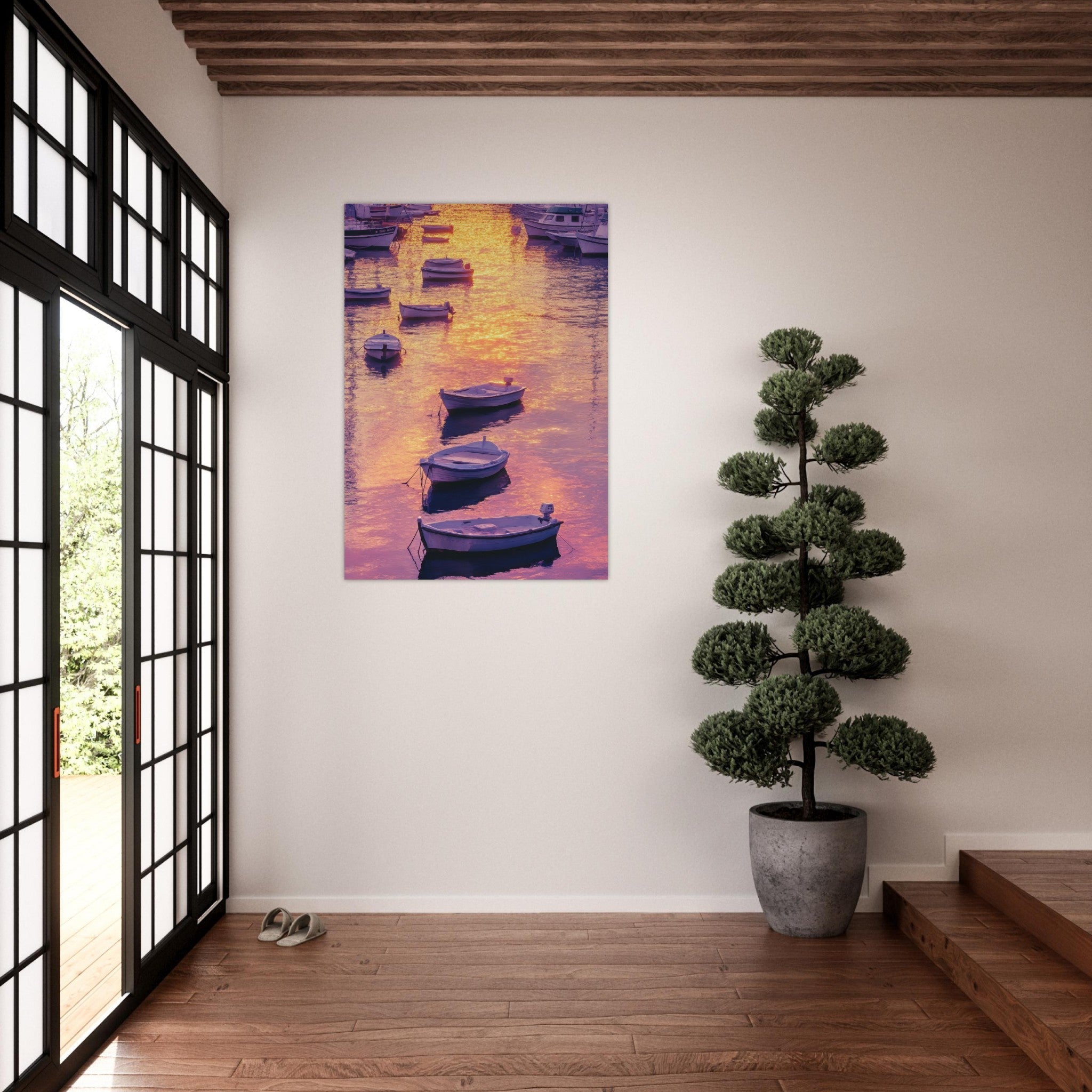 Aluminum Print Portrait - Boats at Dusk A harbor filled with gently rocky 4 - Shop Ai Art WebShop - Digital Art online Store