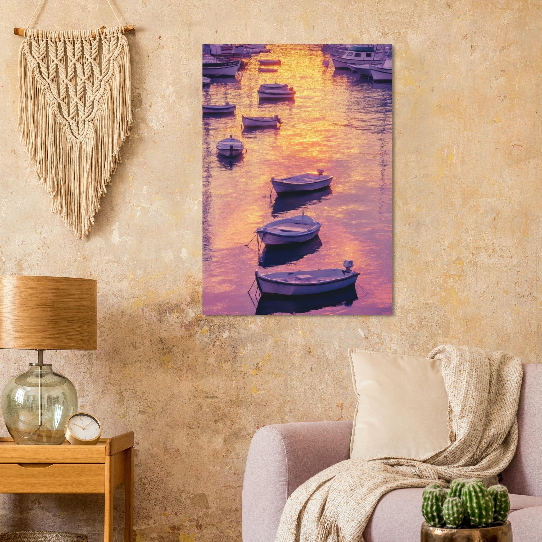 Aluminum Print Portrait - Boats at Dusk A harbor filled with gently rocky 4 - Shop Ai Art WebShop - Digital Art online Store