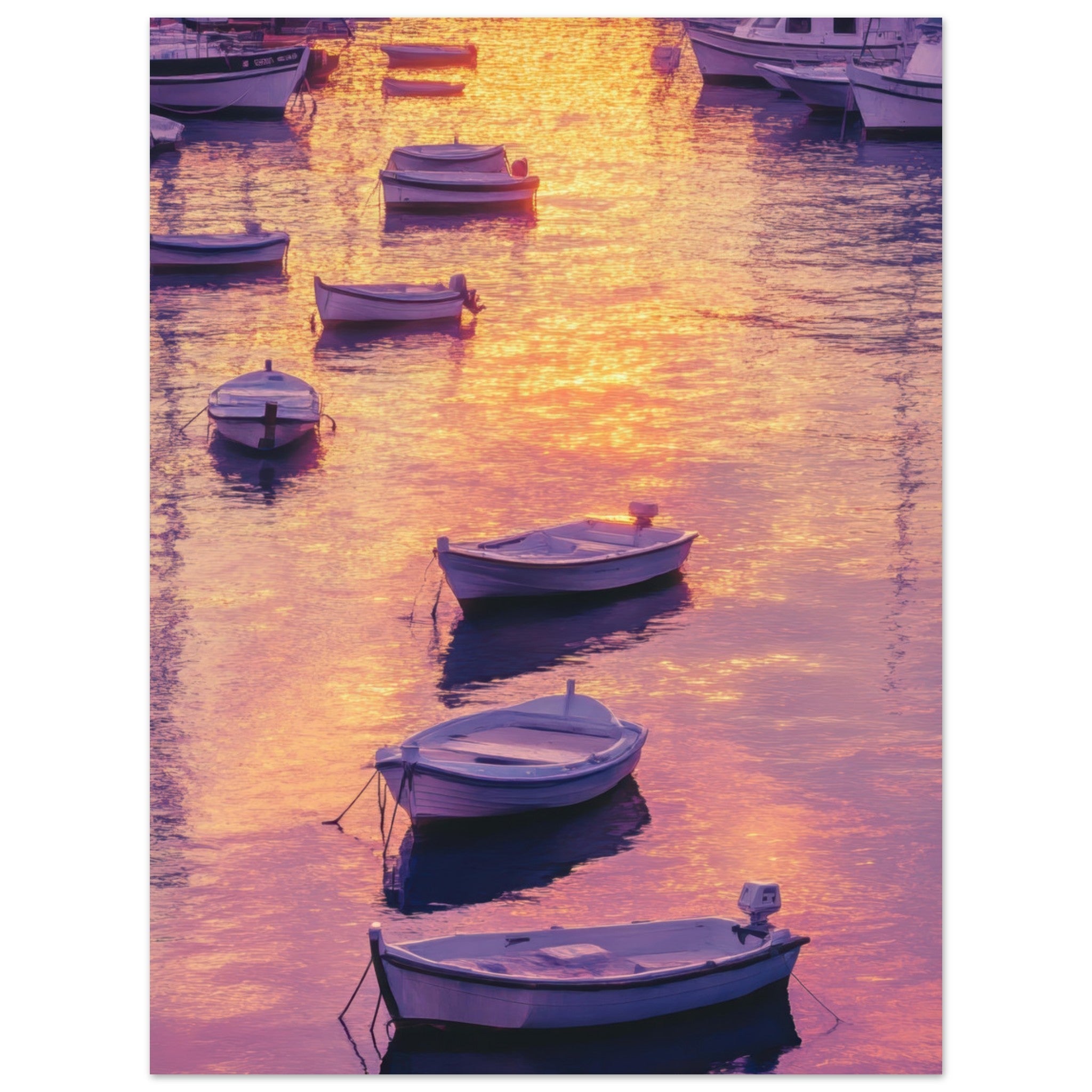 Aluminum Print Portrait - Boats at Dusk A harbor filled with gently rocky 4 - Shop Ai Art WebShop - Digital Art online Store