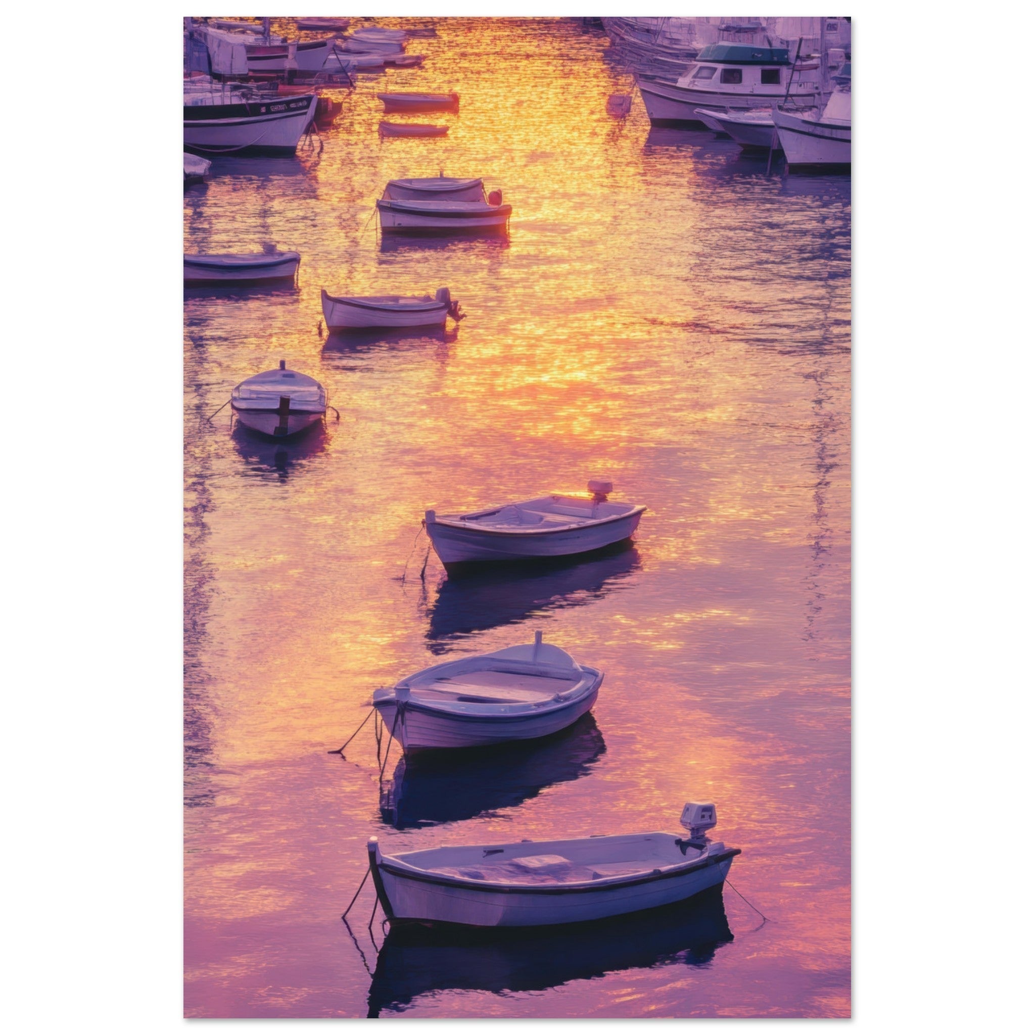 Aluminum Print Portrait - Boats at Dusk A harbor filled with gently rocky 4 - Shop Ai Art WebShop - Digital Art online Store