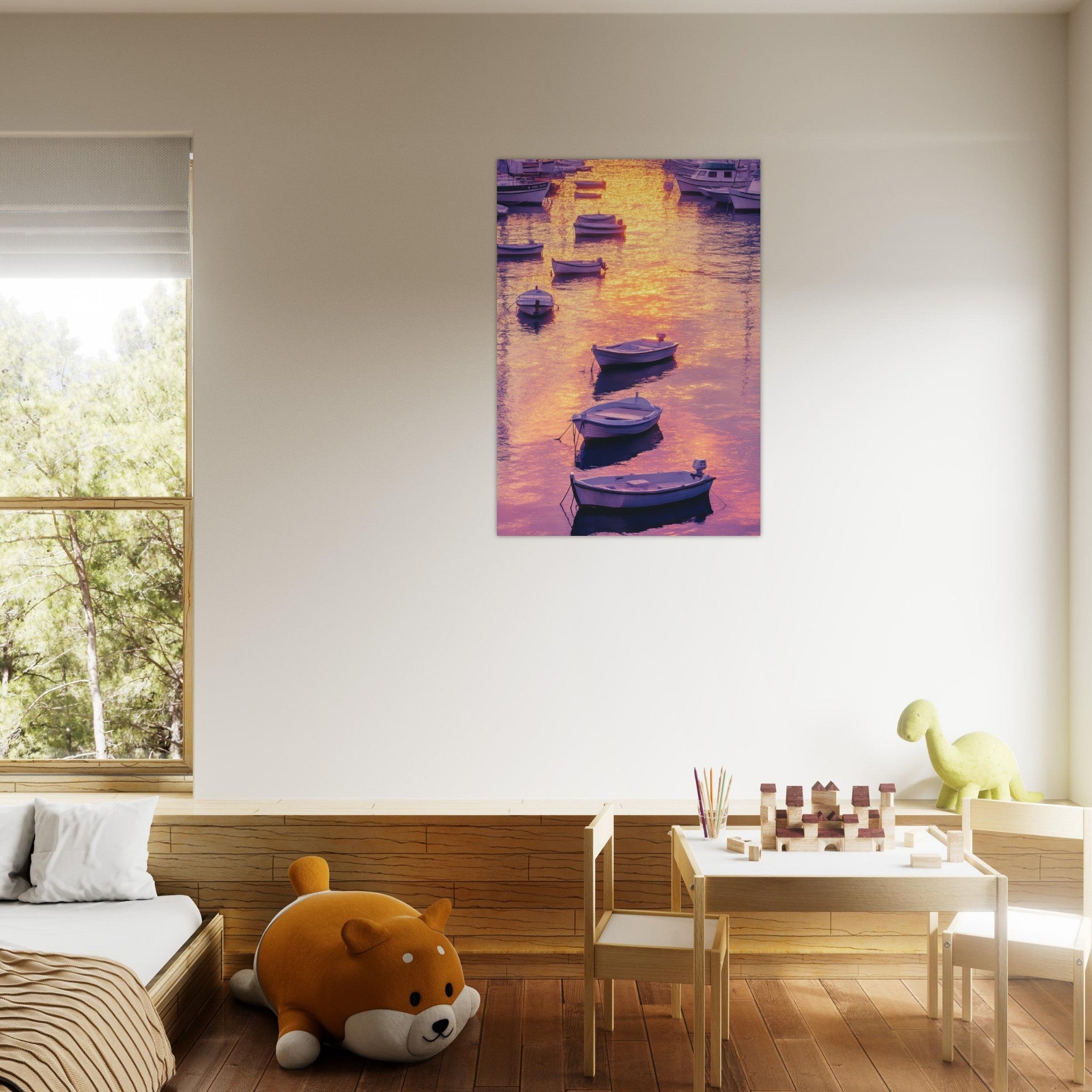 Aluminum Print Portrait - Boats at Dusk A harbor filled with gently rocky 4 - Shop Ai Art WebShop - Digital Art online Store