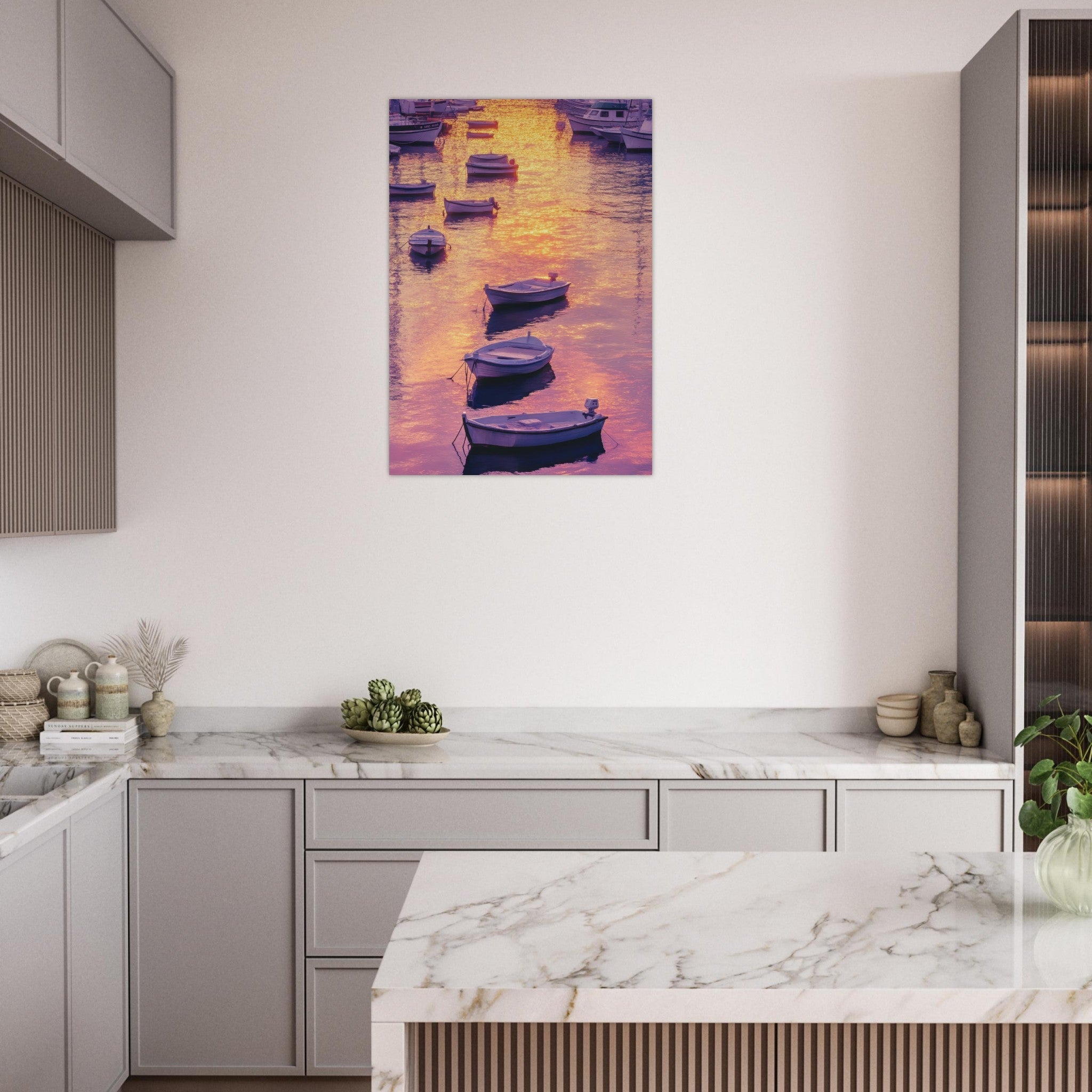Aluminum Print Portrait - Boats at Dusk A harbor filled with gently rocky 4 - Shop Ai Art WebShop - Digital Art online Store