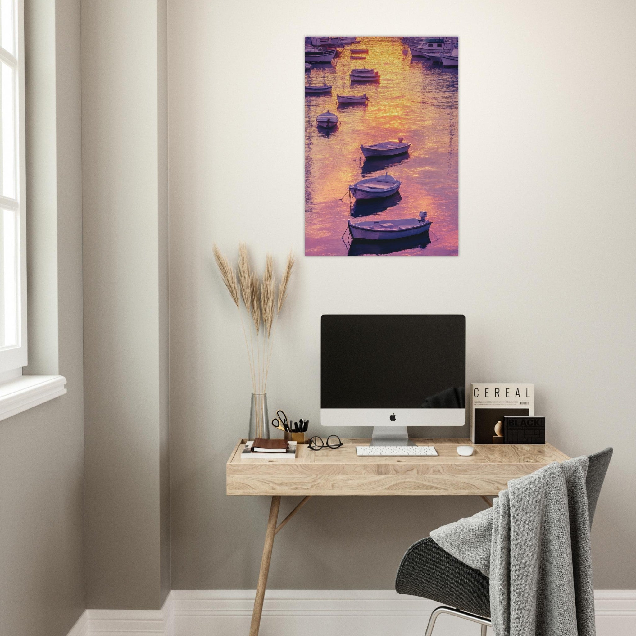 Aluminum Print Portrait - Boats at Dusk A harbor filled with gently rocky 4 - Shop Ai Art WebShop - Digital Art online Store