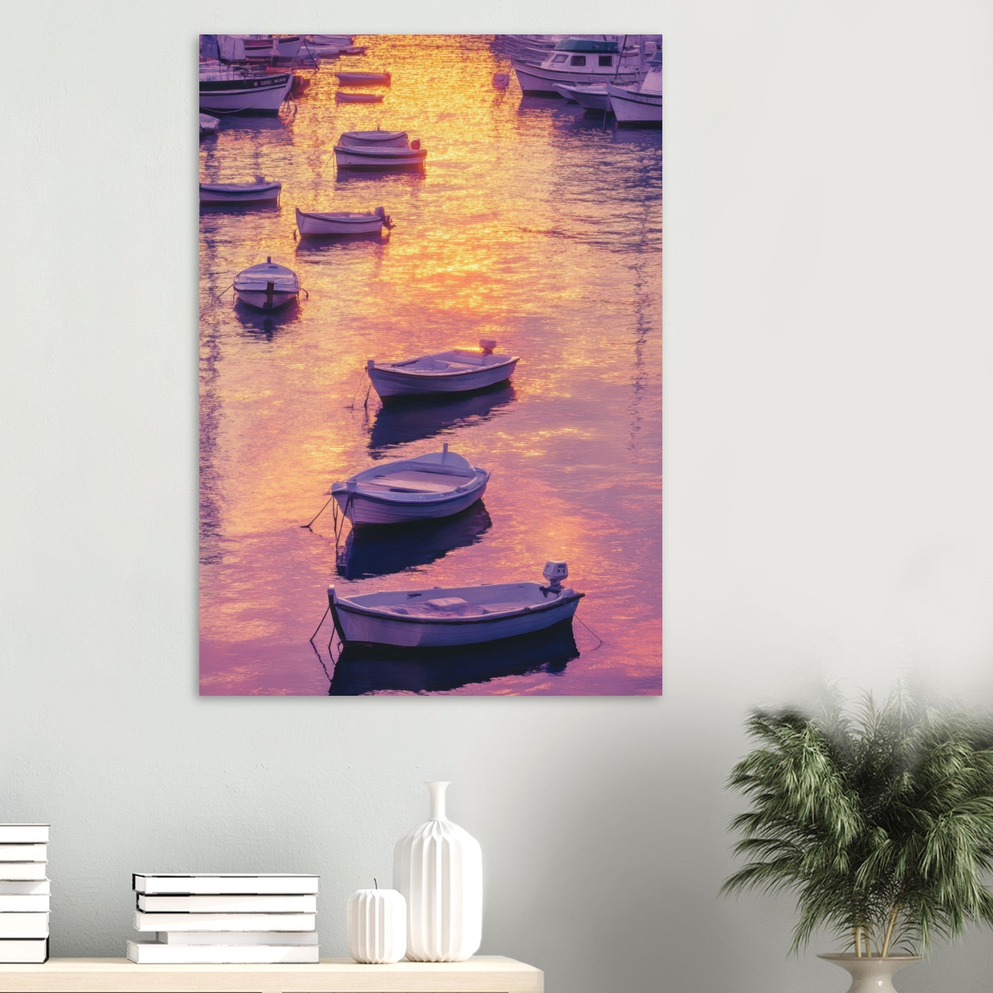 Aluminum Print Portrait - Boats at Dusk A harbor filled with gently rocky 4 - Shop Ai Art WebShop - Digital Art online Store