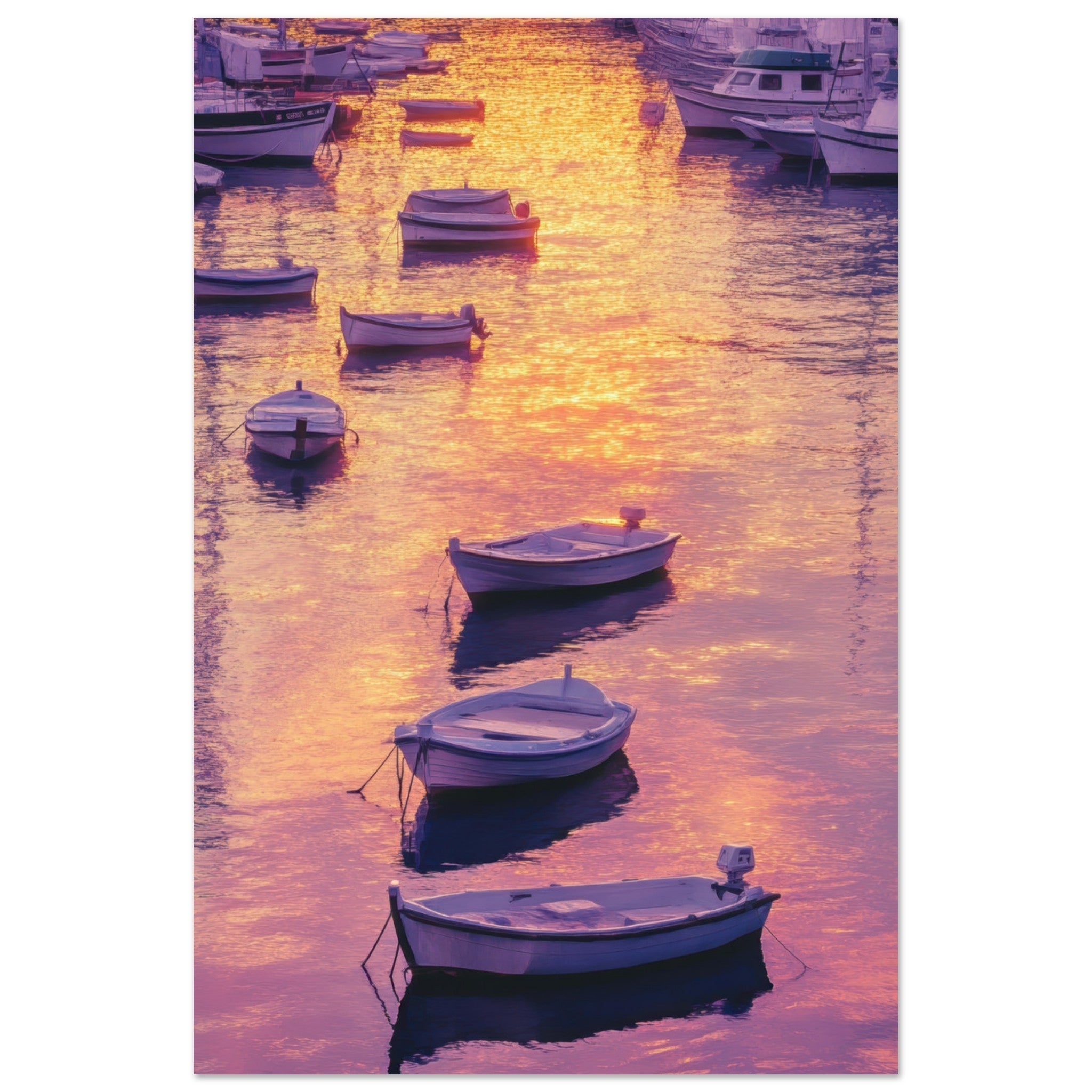 Aluminum Print Portrait - Boats at Dusk A harbor filled with gently rocky 4 - Shop Ai Art WebShop - Digital Art online Store