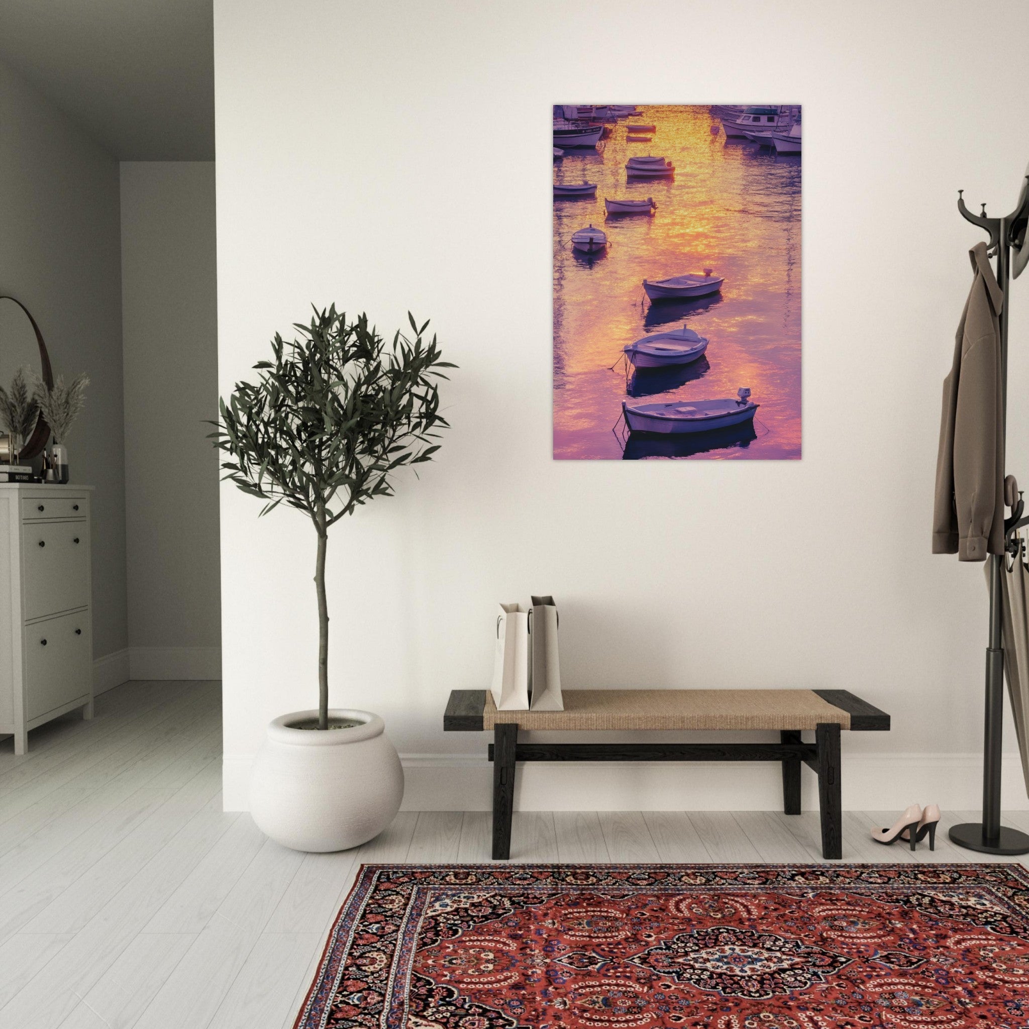Aluminum Print Portrait - Boats at Dusk A harbor filled with gently rocky 4 - Shop Ai Art WebShop - Digital Art online Store