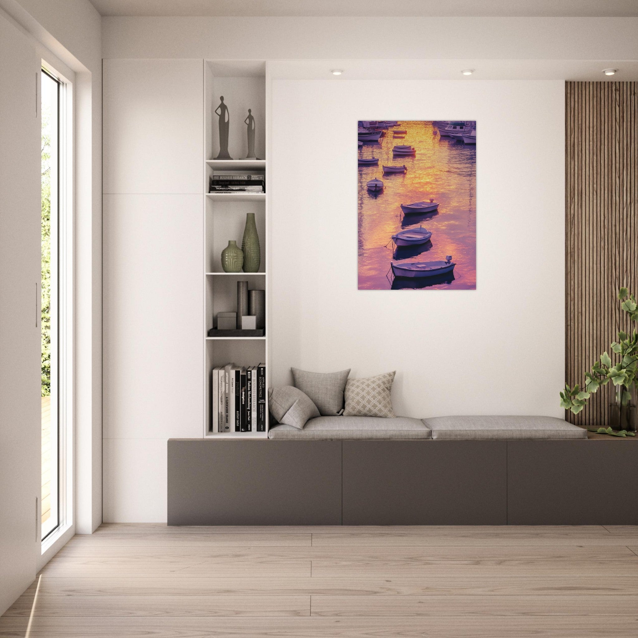 Aluminum Print Portrait - Boats at Dusk A harbor filled with gently rocky 4 - Shop Ai Art WebShop - Digital Art online Store