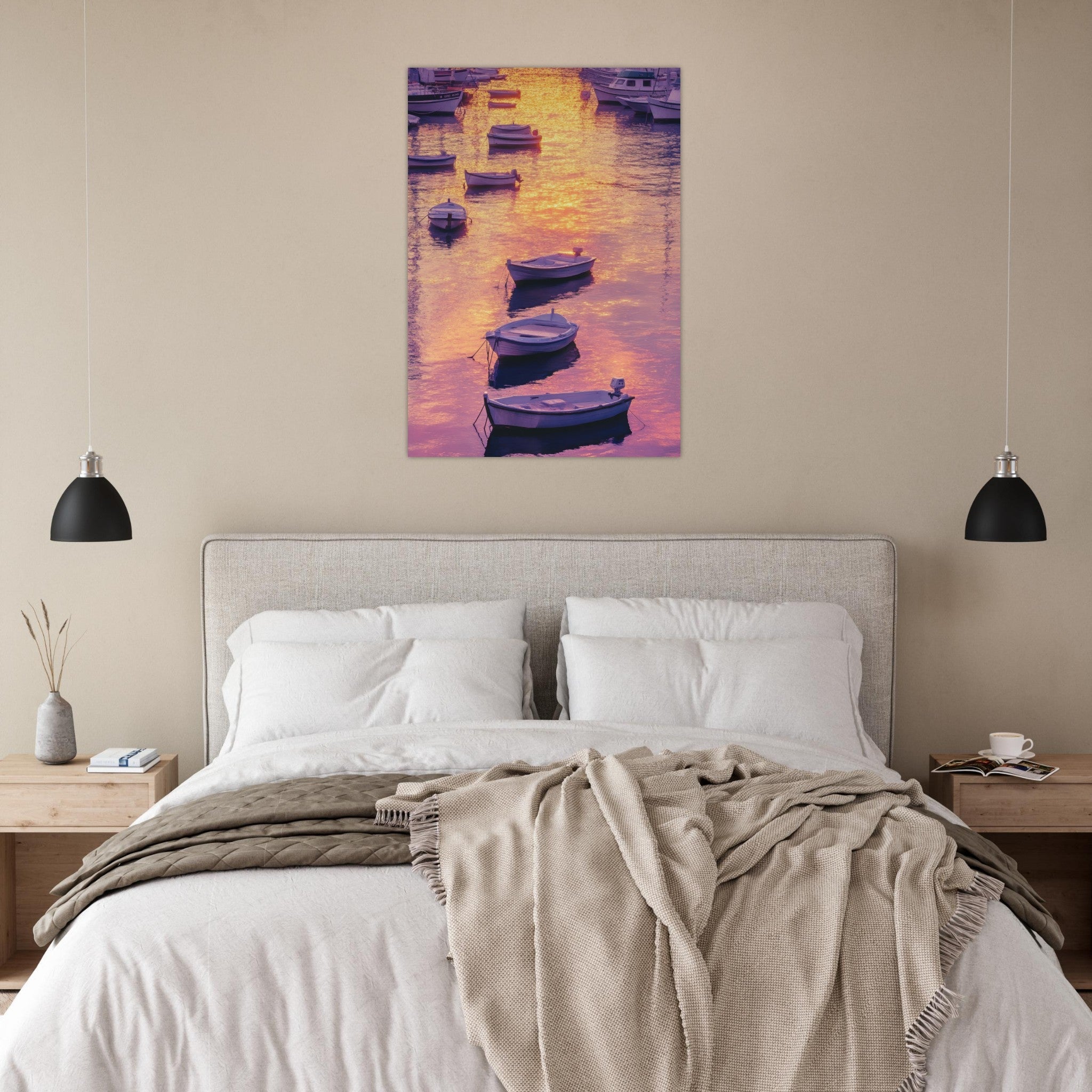 Aluminum Print Portrait - Boats at Dusk A harbor filled with gently rocky 4 - Shop Ai Art WebShop - Digital Art online Store