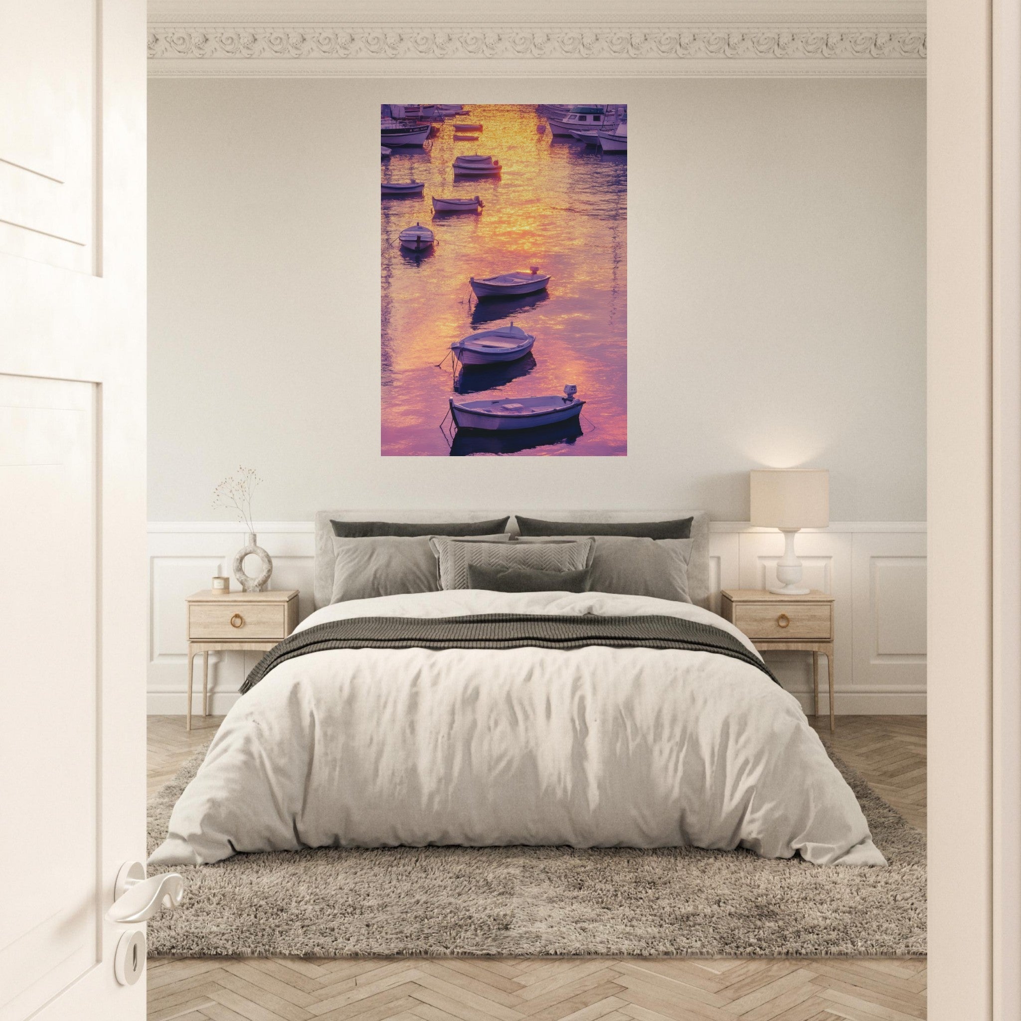 Aluminum Print Portrait - Boats at Dusk A harbor filled with gently rocky 4 - Shop Ai Art WebShop - Digital Art online Store