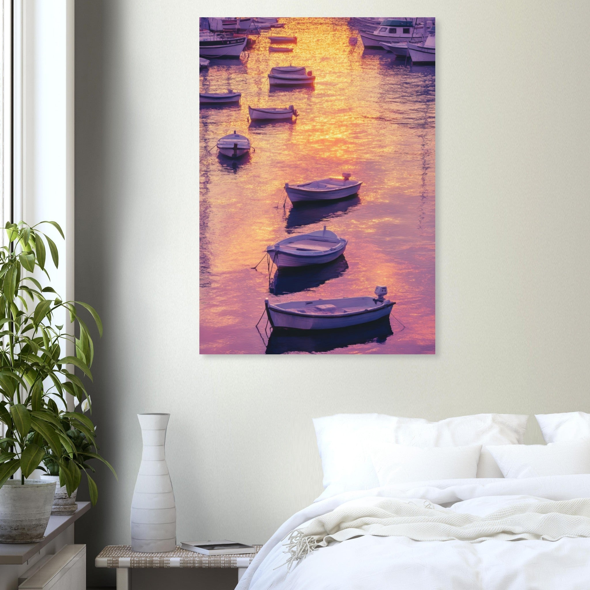 Aluminum Print Portrait - Boats at Dusk A harbor filled with gently rocky 4 - Shop Ai Art WebShop - Digital Art online Store