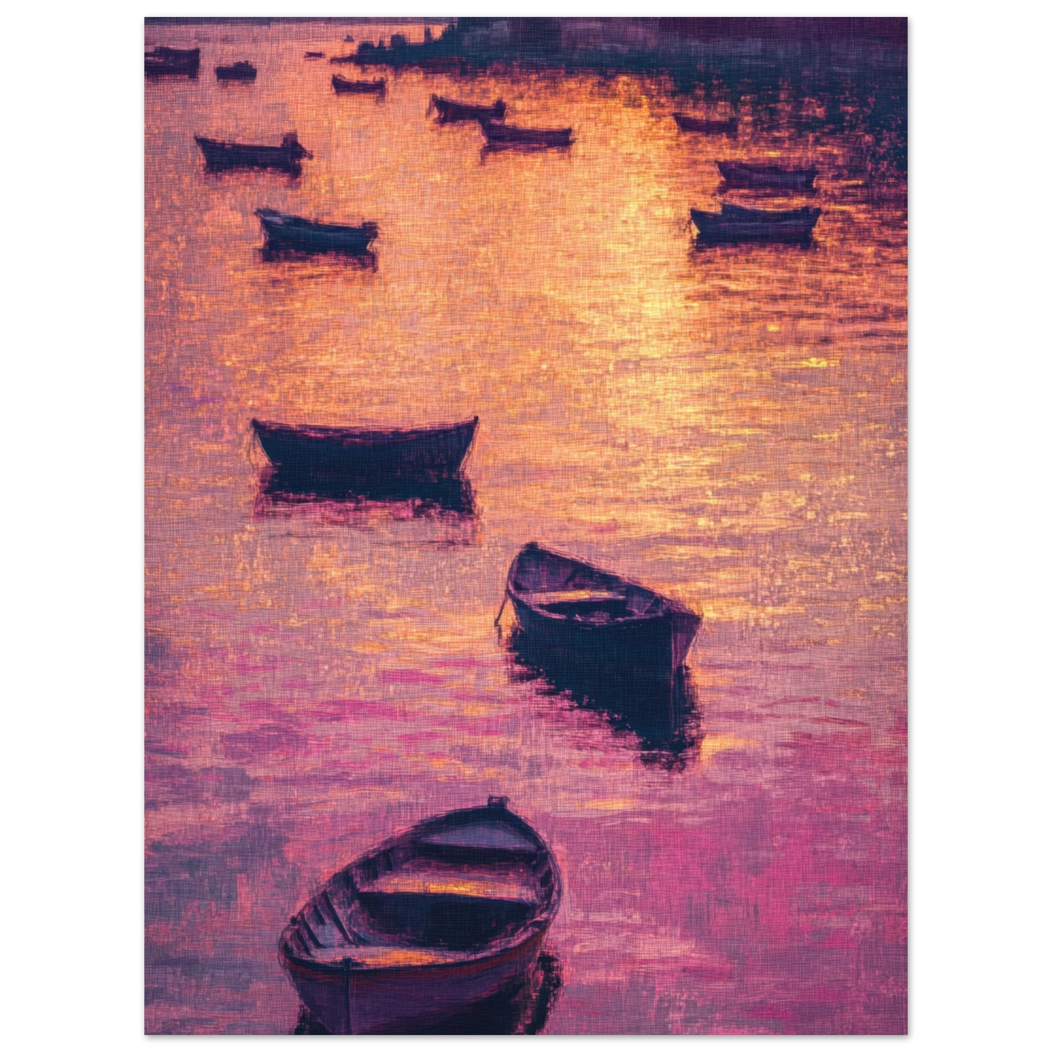 Aluminum Print Portrait - Boats at Dusk A harbor filled with gently rocky - Shop Ai Art WebShop - Digital Art online Store