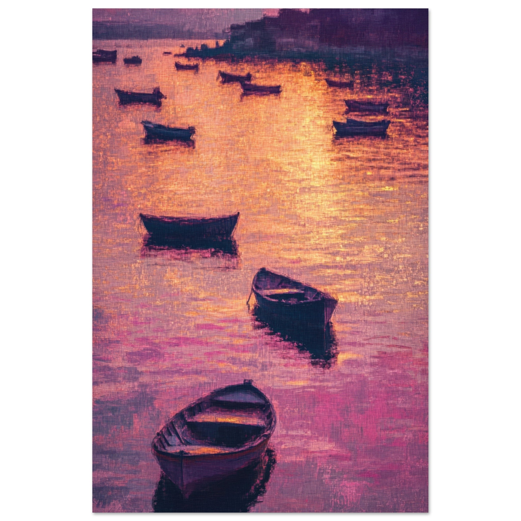 Aluminum Print Portrait - Boats at Dusk A harbor filled with gently rocky - Shop Ai Art WebShop - Digital Art online Store