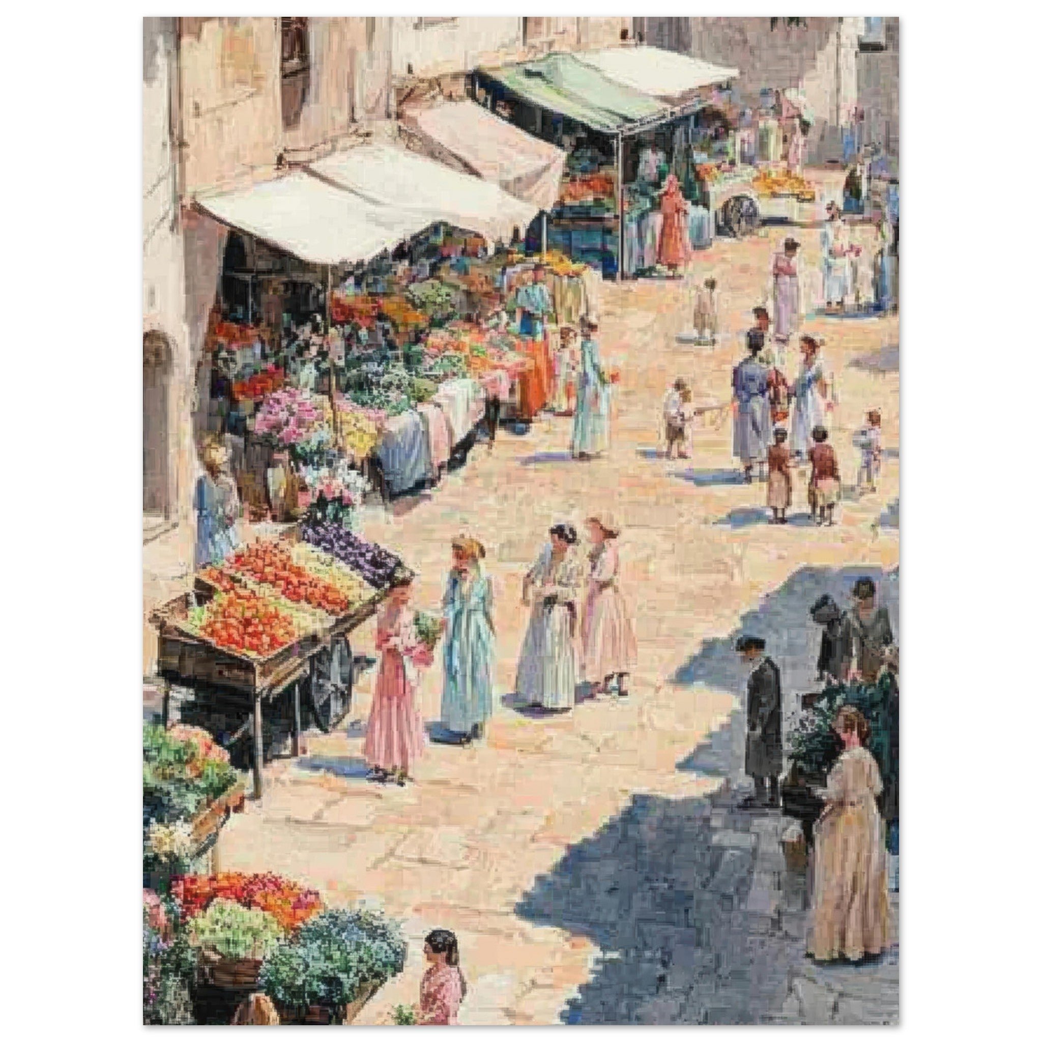 Aluminum Print Portrait - Bustling Market Scene A lively 19th - century may - Shop Ai Art WebShop - Digital Art online Store