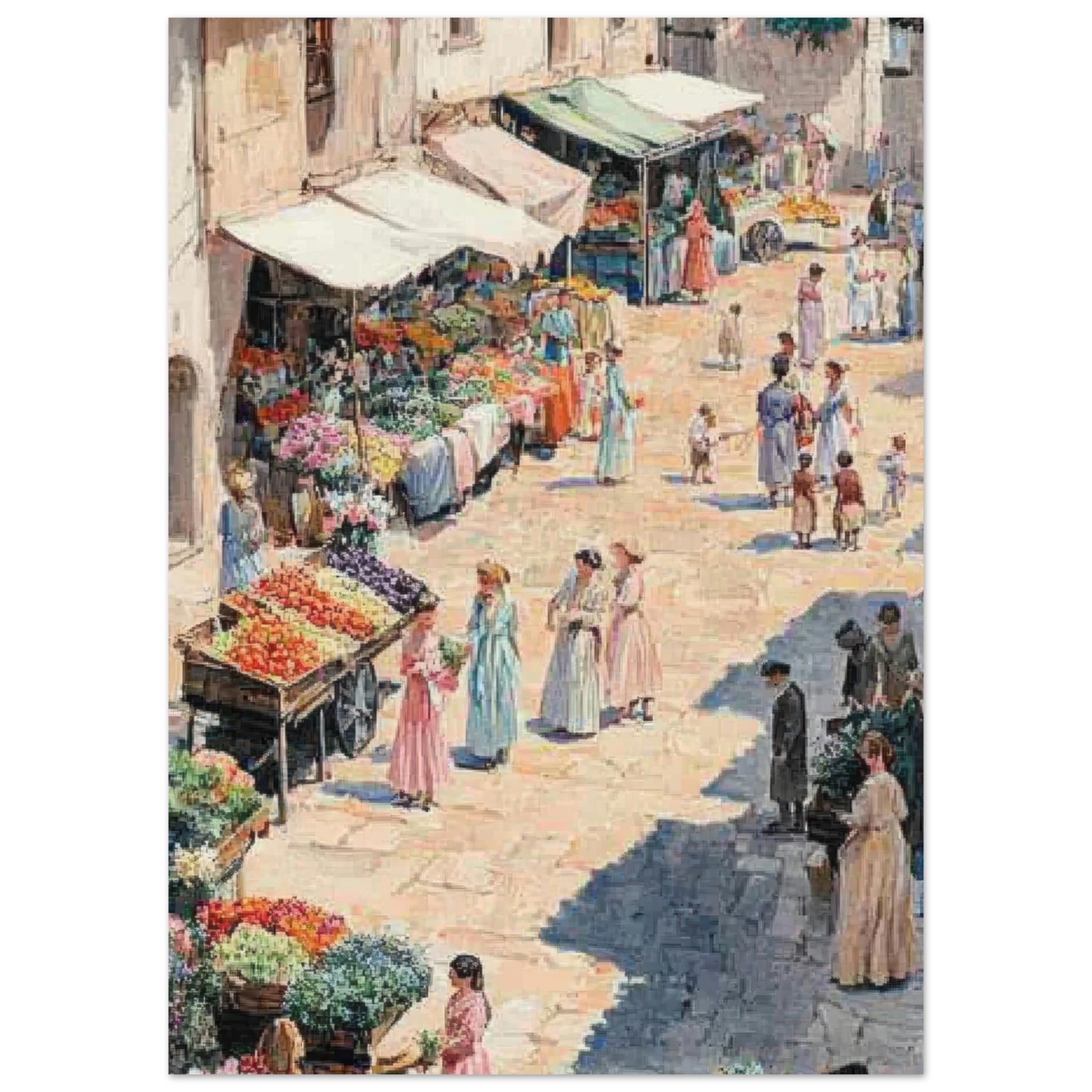 Aluminum Print Portrait - Bustling Market Scene A lively 19th - century may - Shop Ai Art WebShop - Digital Art online Store
