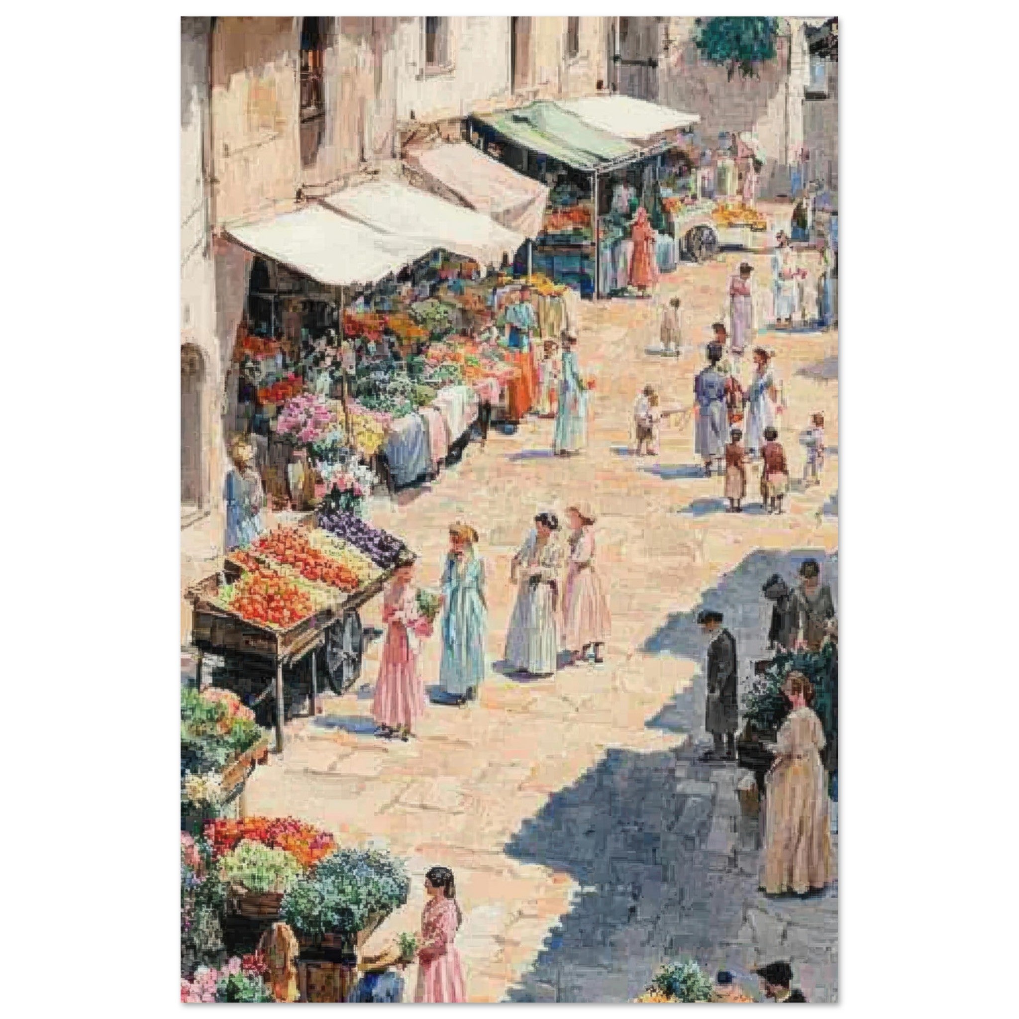Aluminum Print Portrait - Bustling Market Scene A lively 19th - century may - Shop Ai Art WebShop - Digital Art online Store