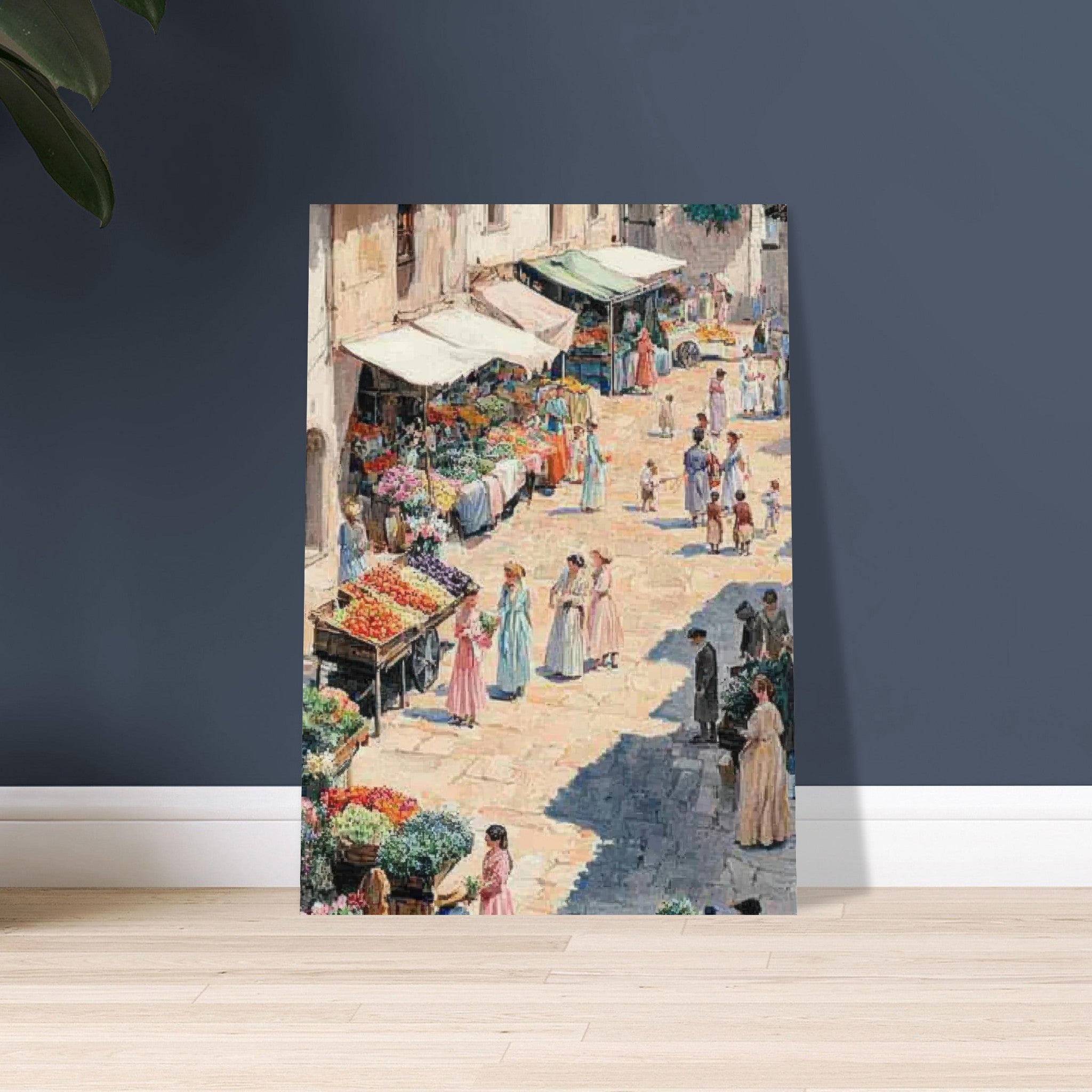 Aluminum Print Portrait - Bustling Market Scene A lively 19th - century may - Shop Ai Art WebShop - Digital Art online Store