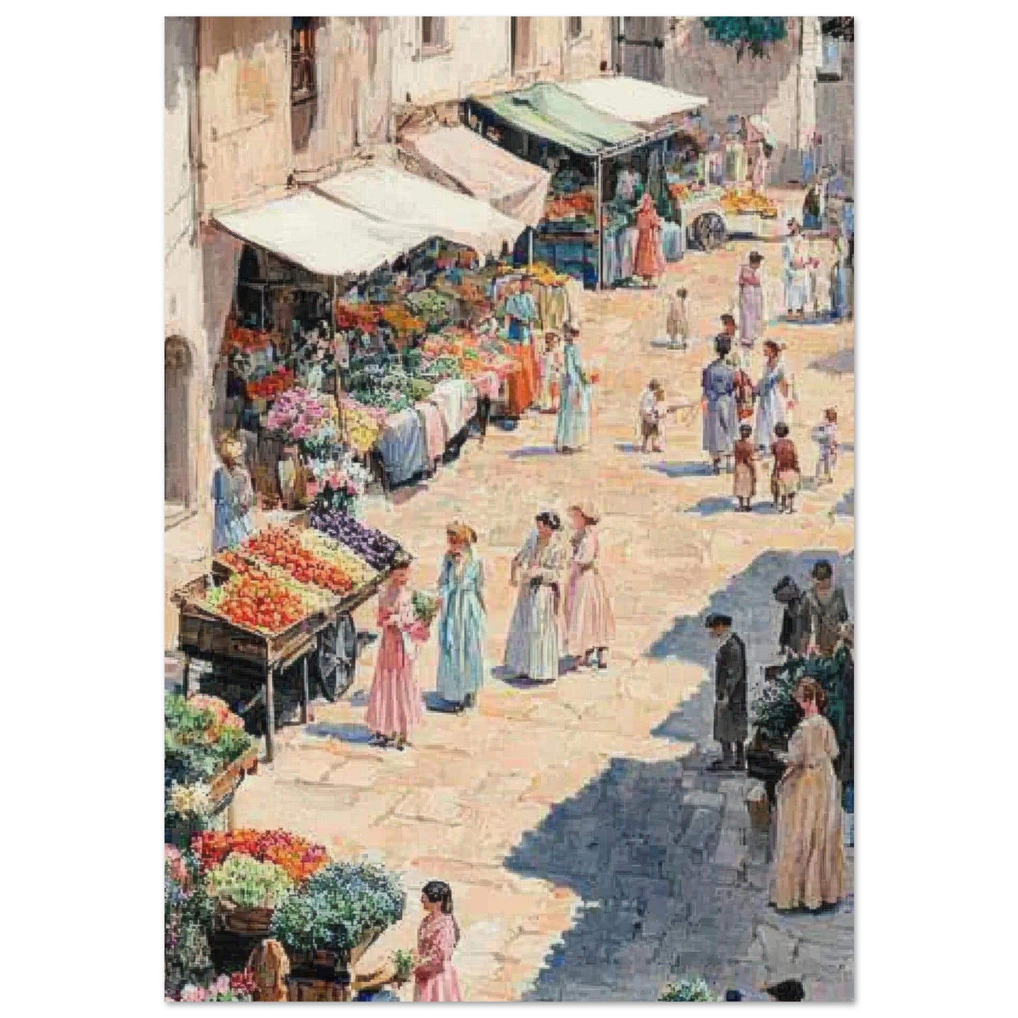 Aluminum Print Portrait - Bustling Market Scene A lively 19th - century may - Shop Ai Art WebShop - Digital Art online Store