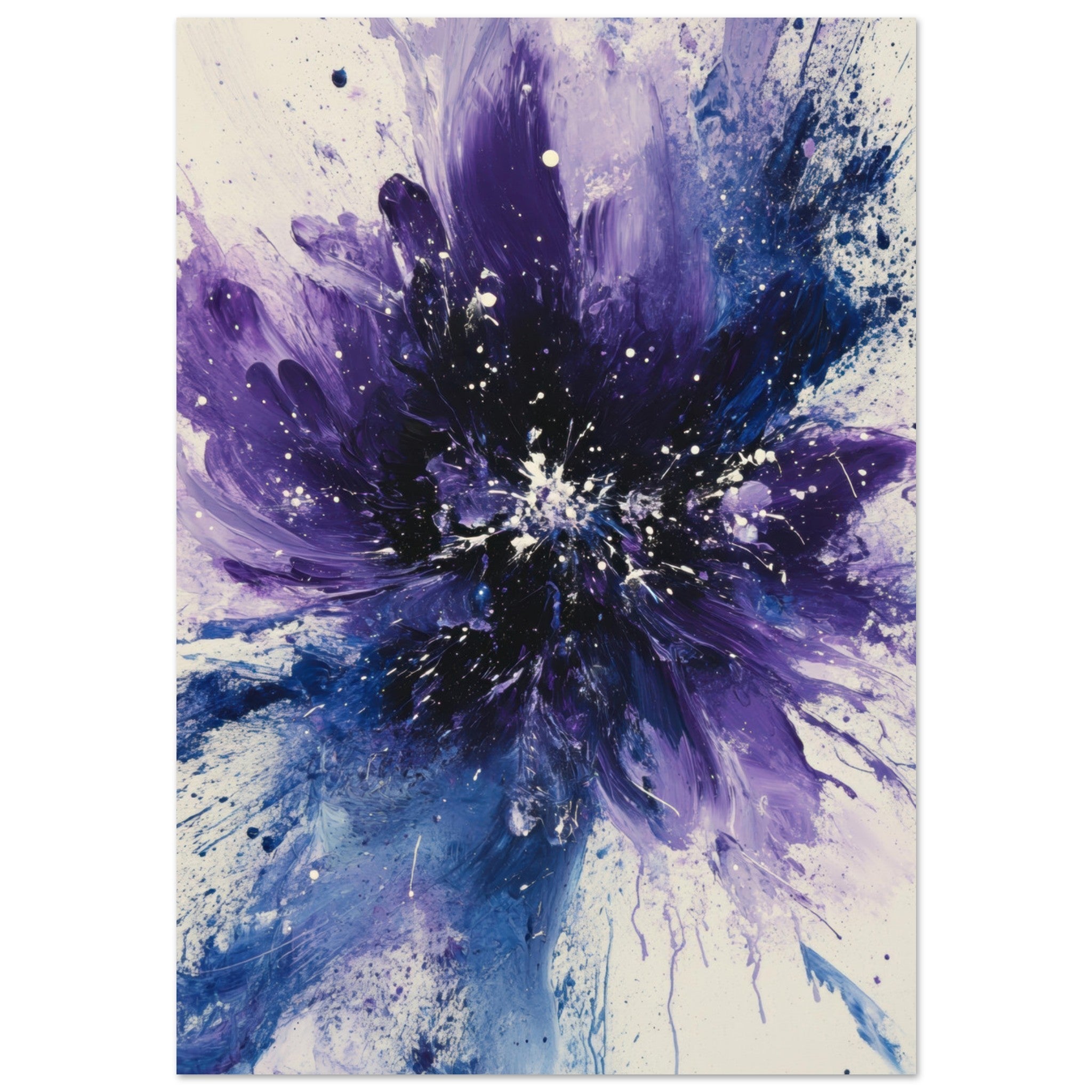 Aluminum Print Portrait - Cosmic Bloom An abstract explosion of deep purple - Shop Ai Art WebShop - Digital Art online Store