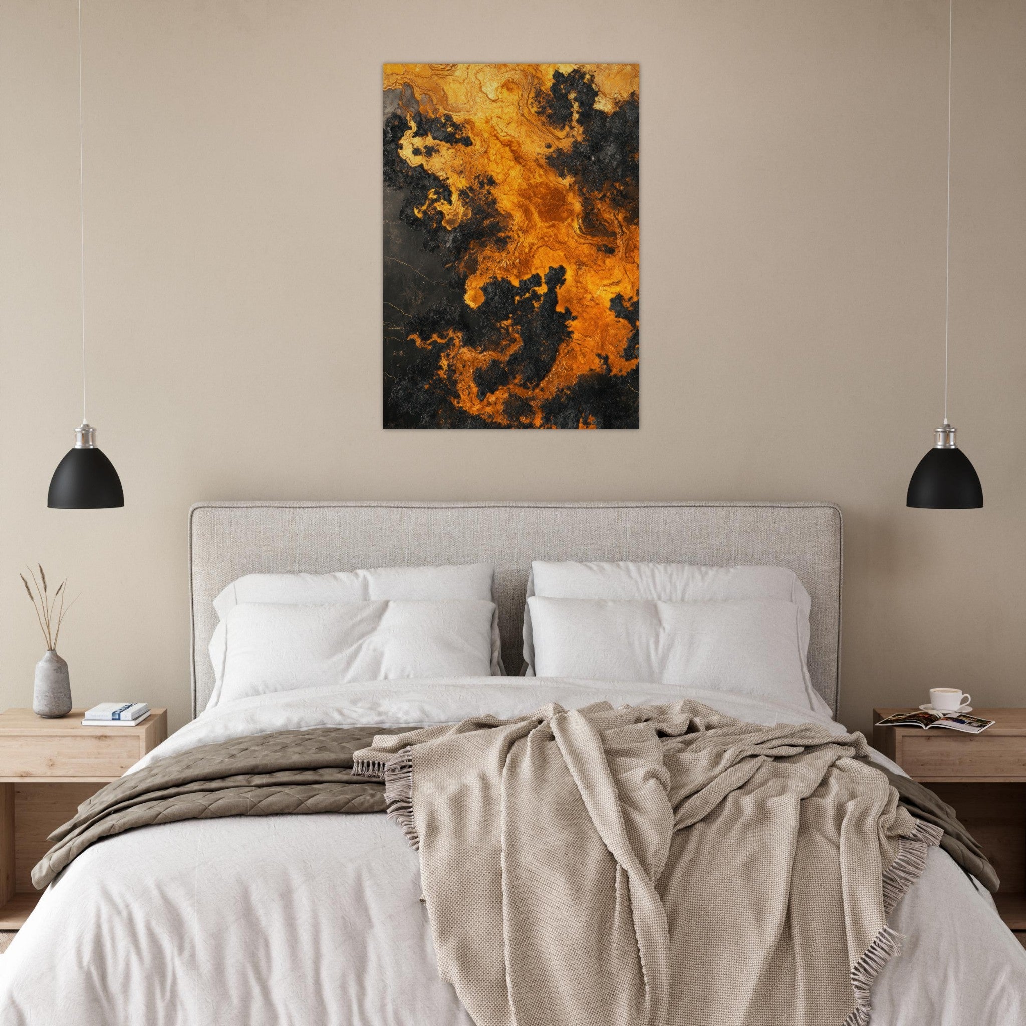 Aluminum Print Portrait - Ember Genesis A volatile burst of molten gold 2 - Shop Ai Art WebShop - Digital Art online Store