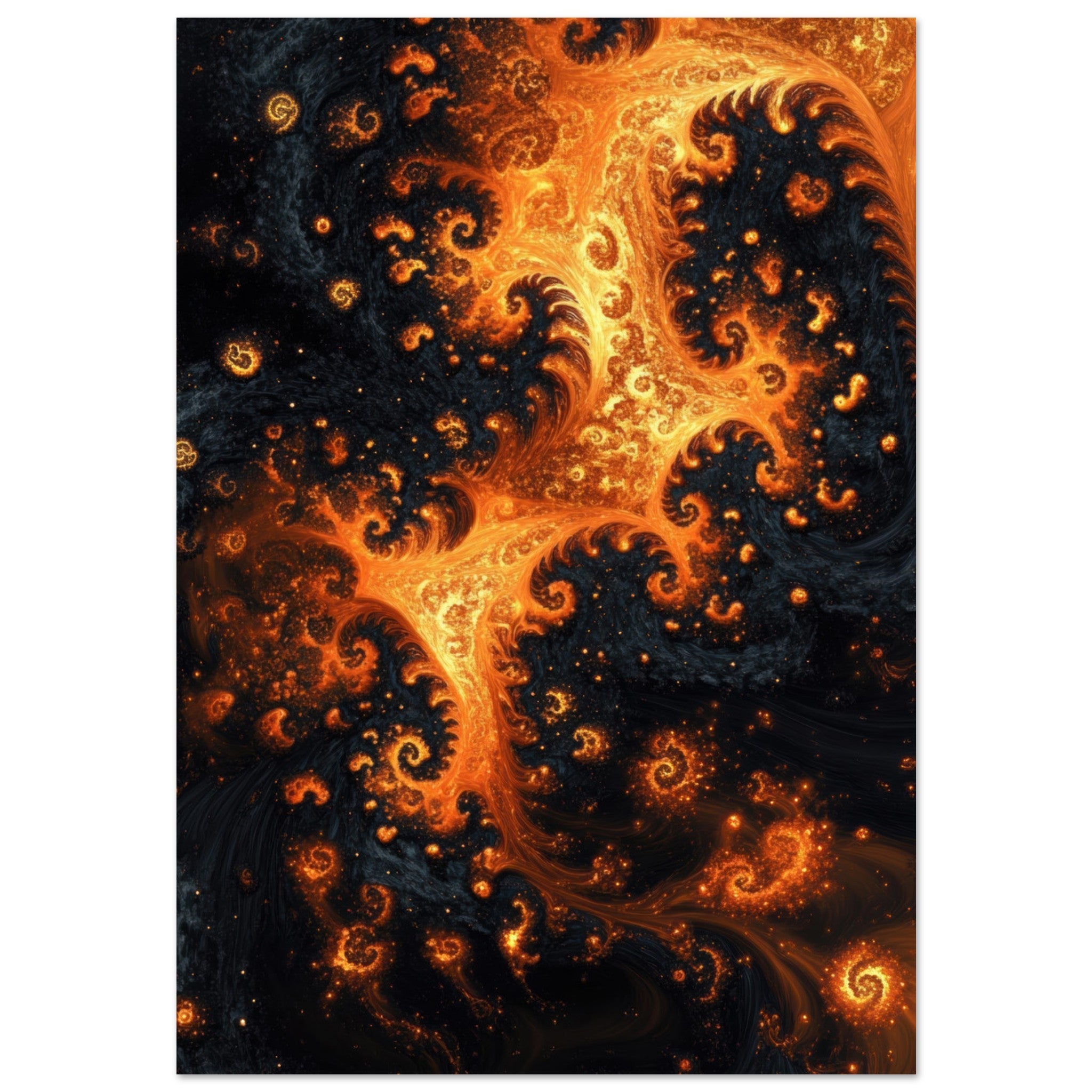 Aluminum Print Portrait - Ember Genesis A volatile burst of molten gold - Shop Ai Art WebShop - Digital Art online Store