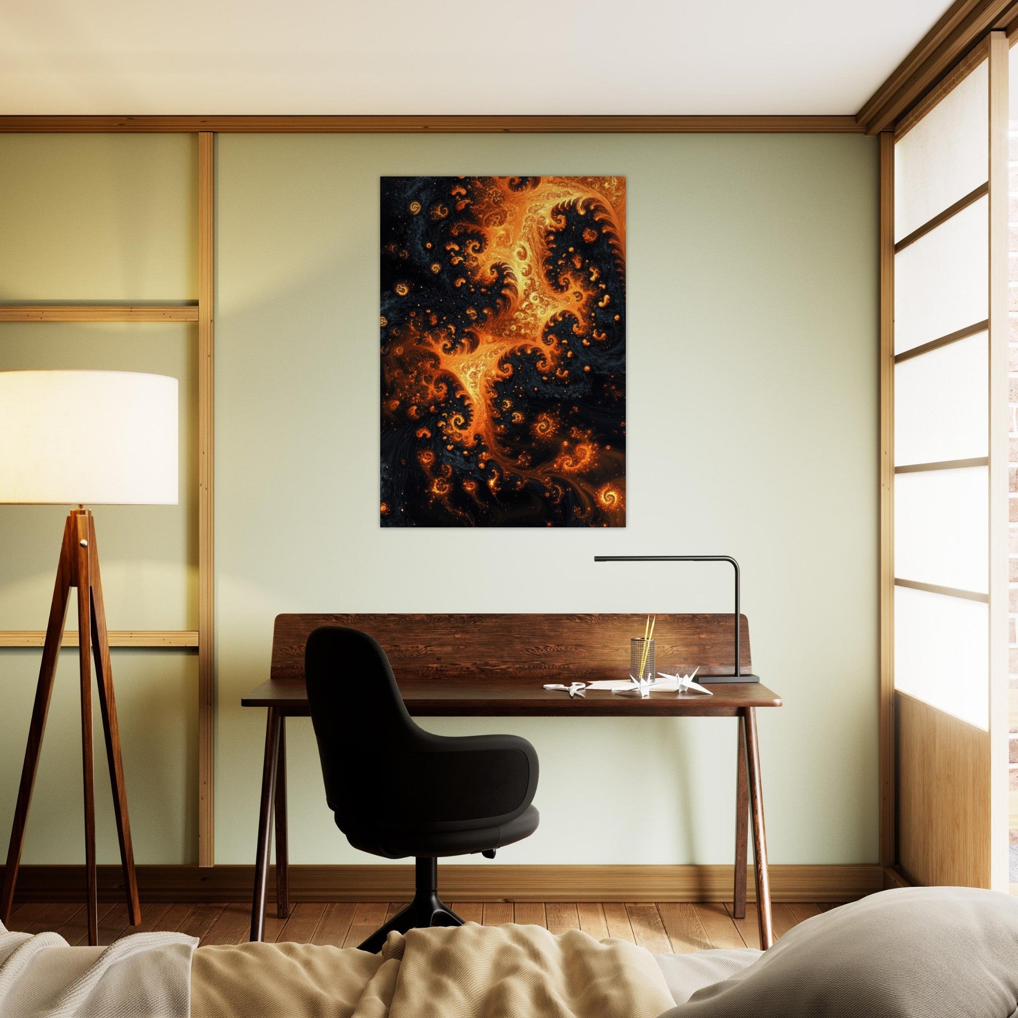 Aluminum Print Portrait - Ember Genesis A volatile burst of molten gold - Shop Ai Art WebShop - Digital Art online Store