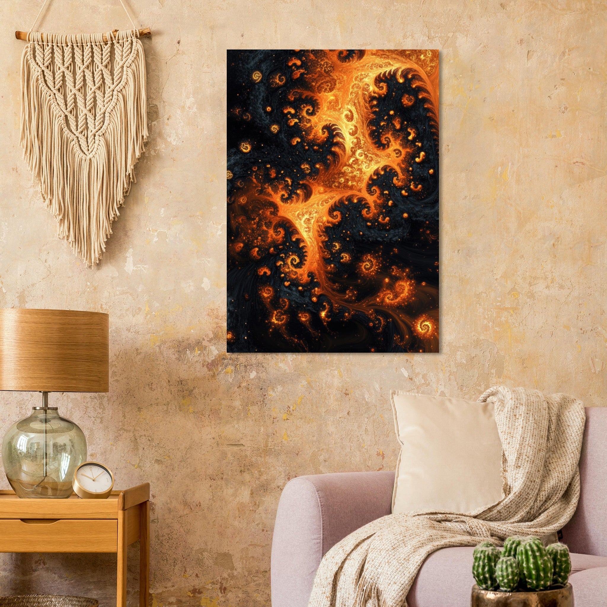 Aluminum Print Portrait - Ember Genesis A volatile burst of molten gold - Shop Ai Art WebShop - Digital Art online Store