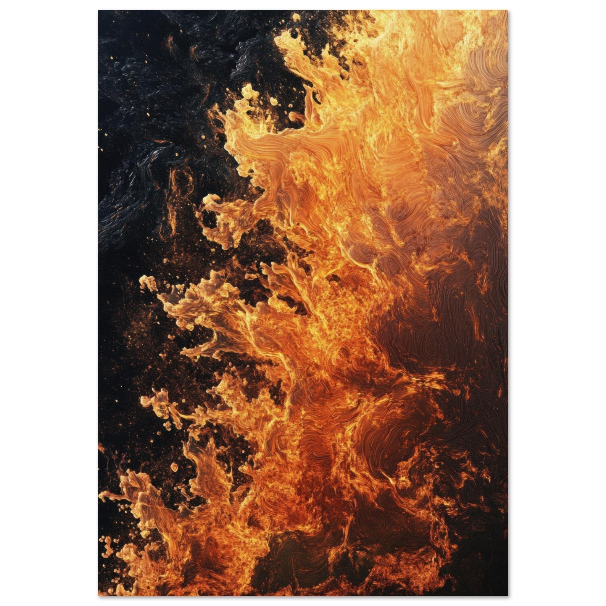 Aluminum Print Portrait - Ember Genesis A volatile burst of molten gold 7 - Shop Ai Art WebShop - Digital Art online Store