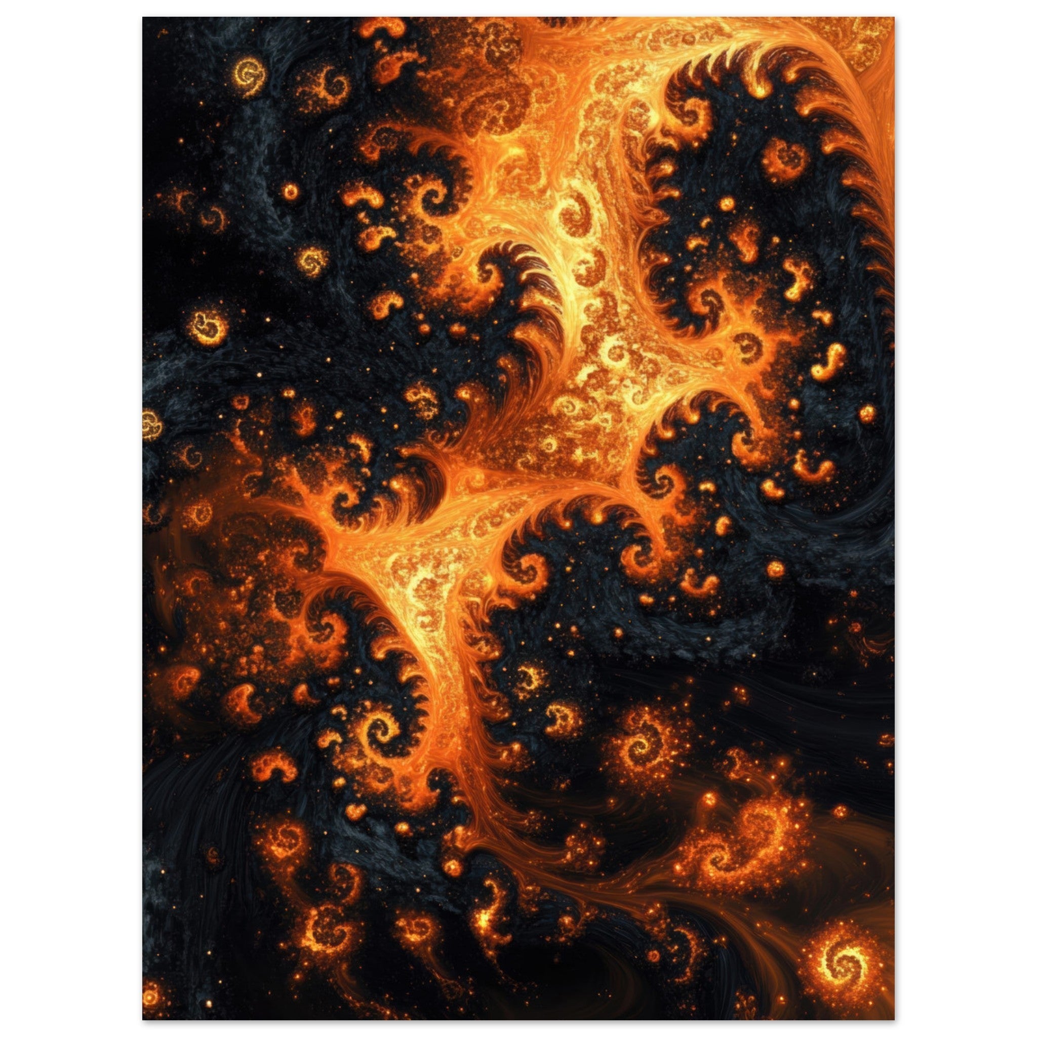 Aluminum Print Portrait - Ember Genesis A volatile burst of molten gold - Shop Ai Art WebShop - Digital Art online Store