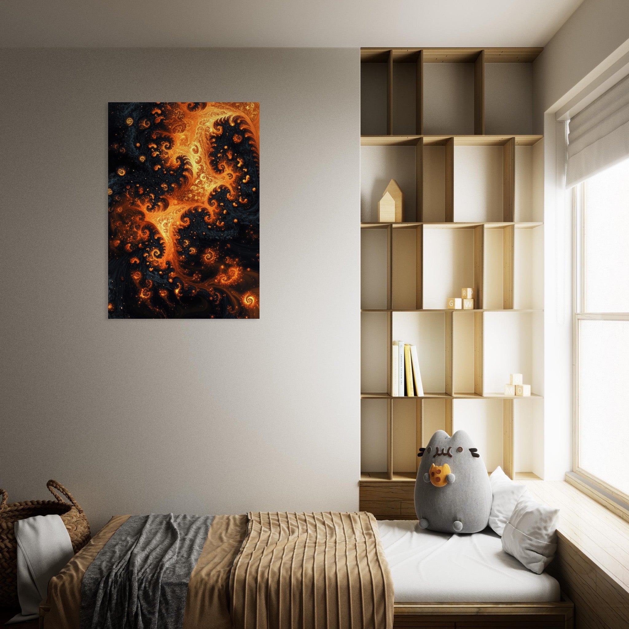 Aluminum Print Portrait - Ember Genesis A volatile burst of molten gold - Shop Ai Art WebShop - Digital Art online Store