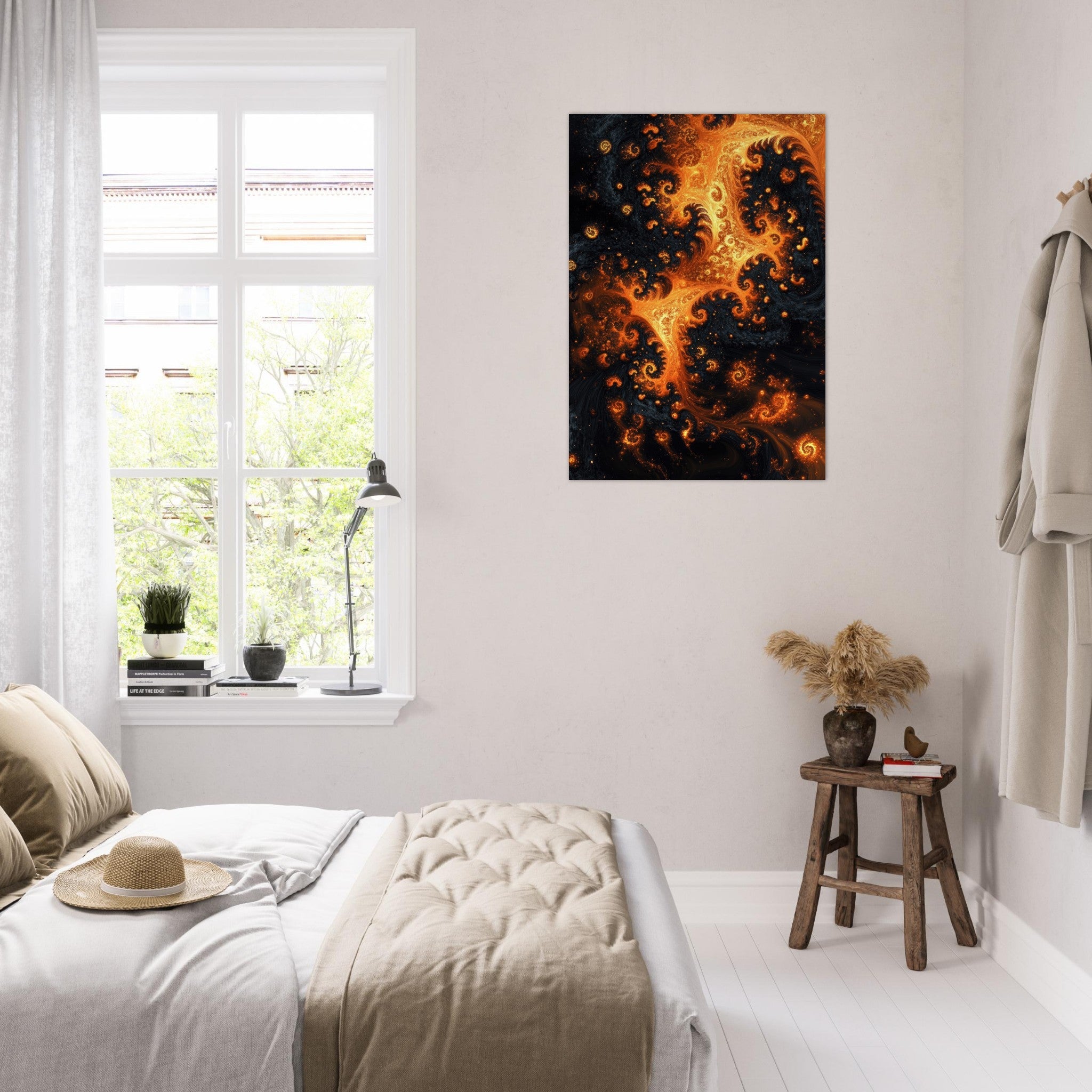 Aluminum Print Portrait - Ember Genesis A volatile burst of molten gold - Shop Ai Art WebShop - Digital Art online Store