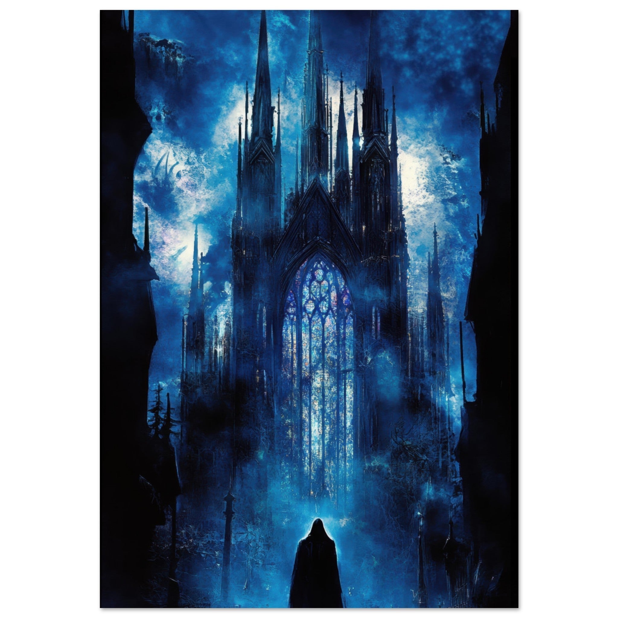 Aluminum Print Portrait - Gothic Cathedral of Lost Magic A haunting Gothic - Shop Ai Art WebShop - Digital Art online Store