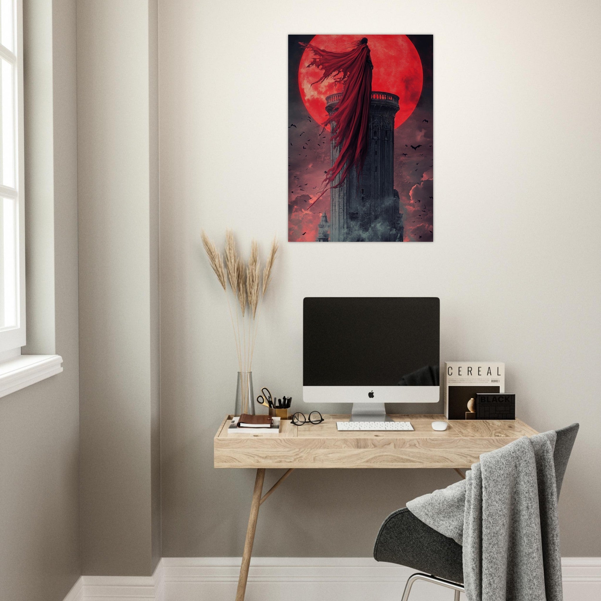 Aluminum Print Portrait - Gothic Vampire Sorcerer in a Moonlit Castle 6 - Shop Ai Art WebShop - Digital Art online Store