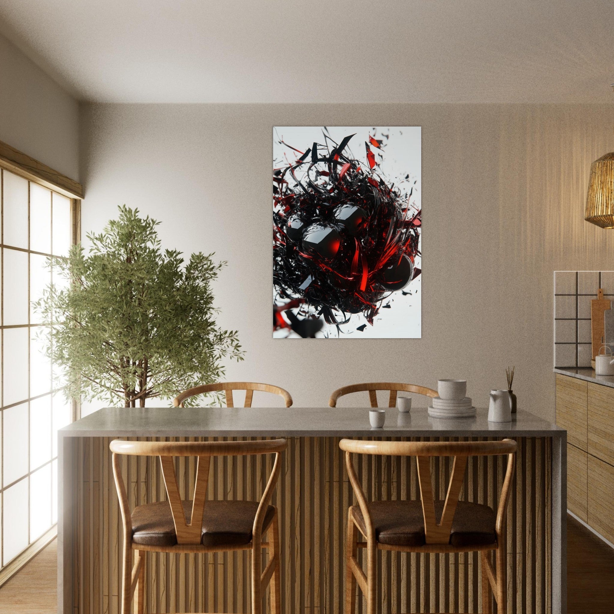 Aluminum Print Portrait - Gravitys Collapse A violent implosion of fragment 4 - Shop Ai Art WebShop - Digital Art online Store