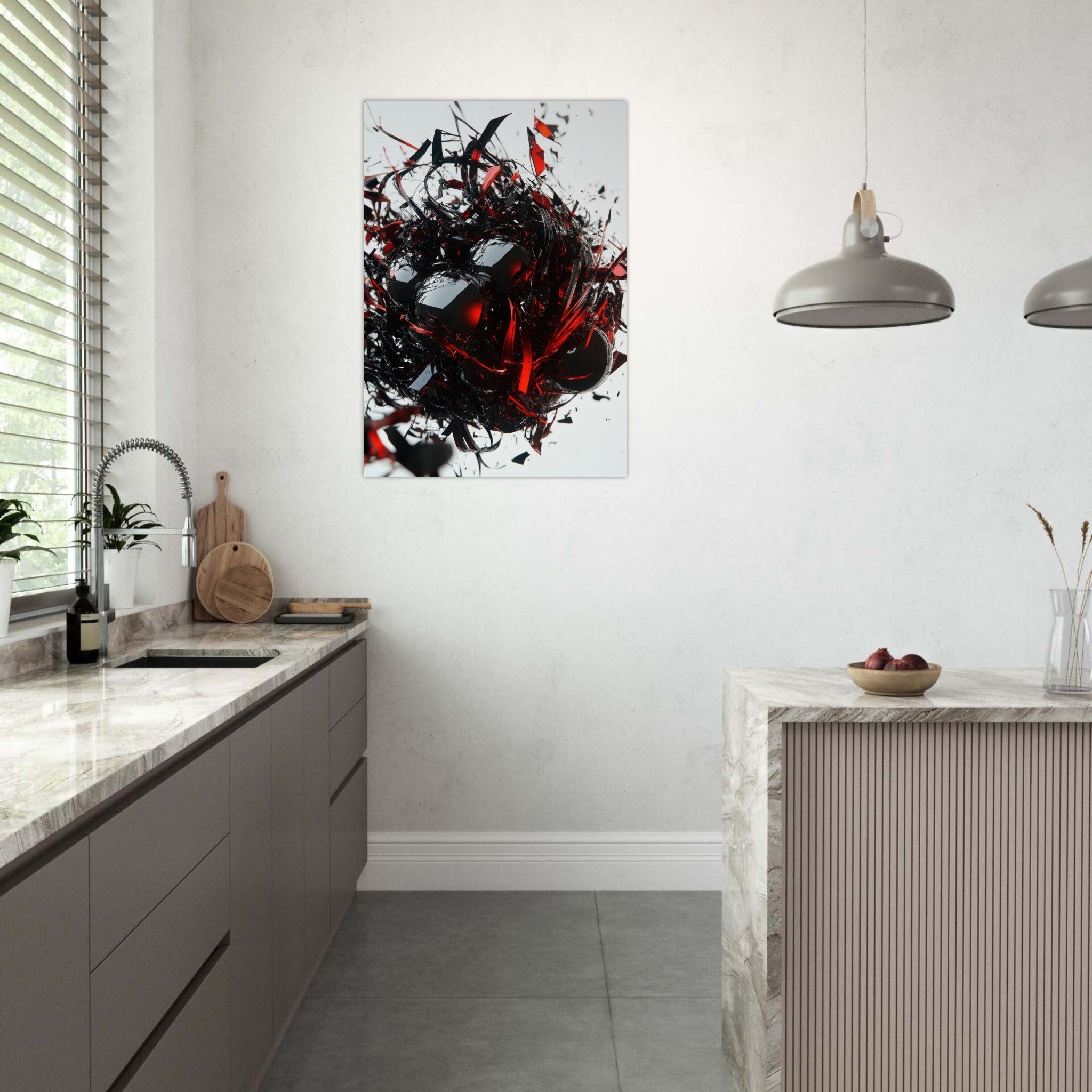 Aluminum Print Portrait - Gravitys Collapse A violent implosion of fragment 4 - Shop Ai Art WebShop - Digital Art online Store
