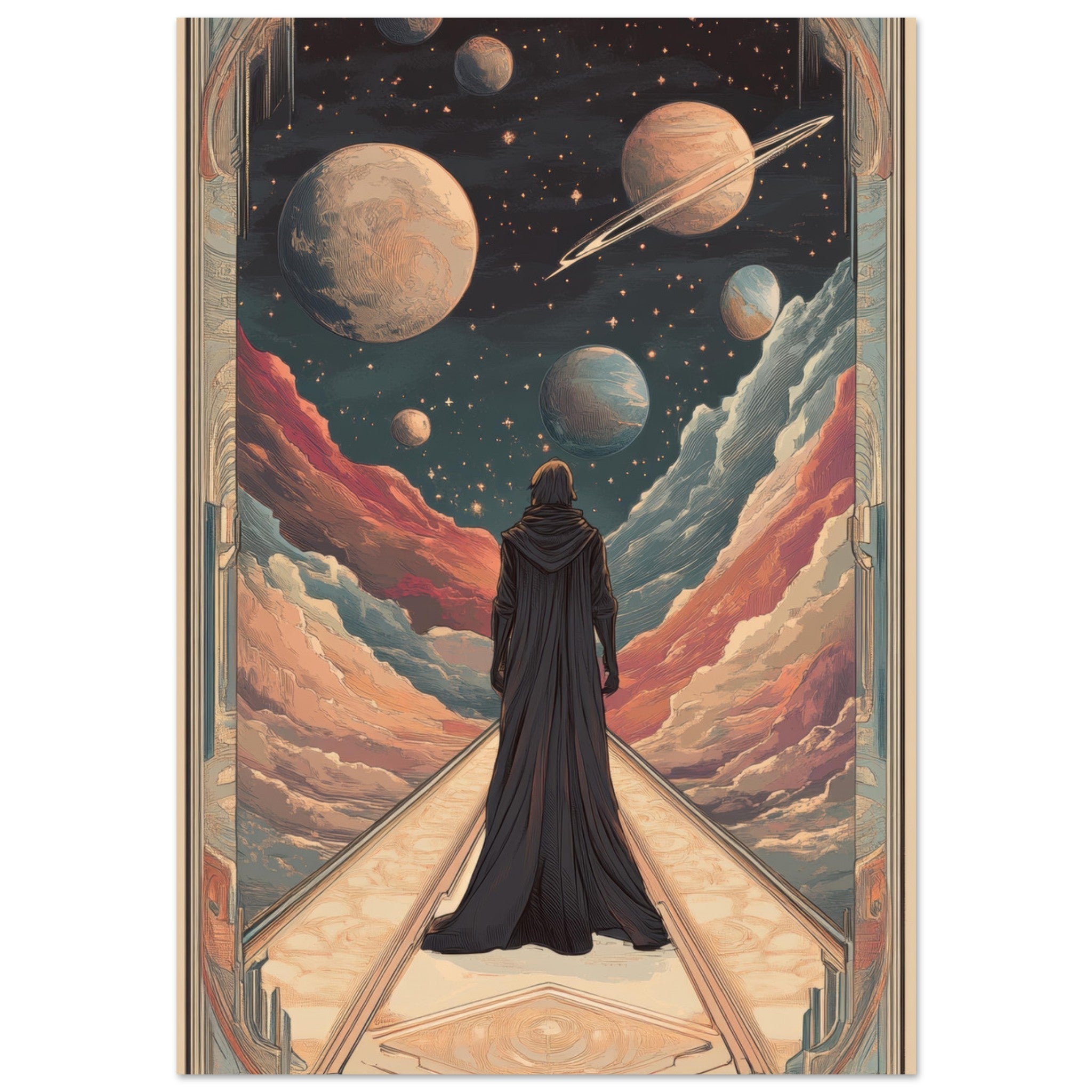 Aluminum Print Portrait - The Astral Voyager An Art Nouveau poster 2 - Shop Ai Art WebShop - Digital Art online Store