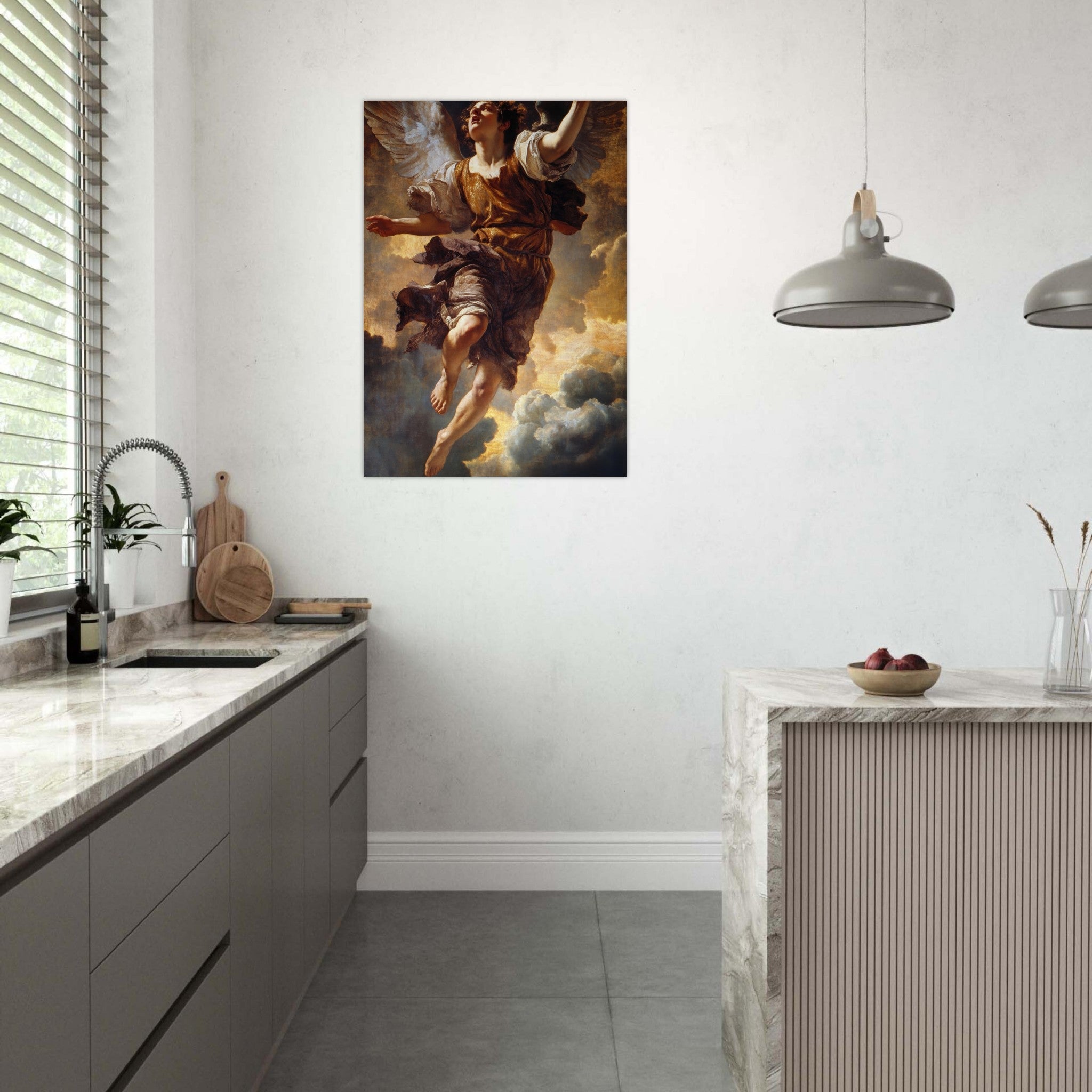 Aluminum Print Portrait - The Fallen Angels Descent Baroque Mythological 2 - Shop Ai Art WebShop - Digital Art online Store