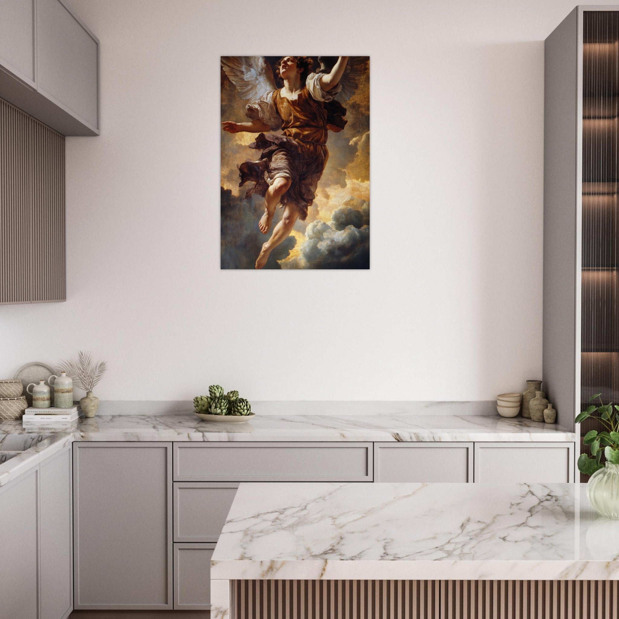 Aluminum Print Portrait - The Fallen Angels Descent Baroque Mythological 2 - Shop Ai Art WebShop - Digital Art online Store