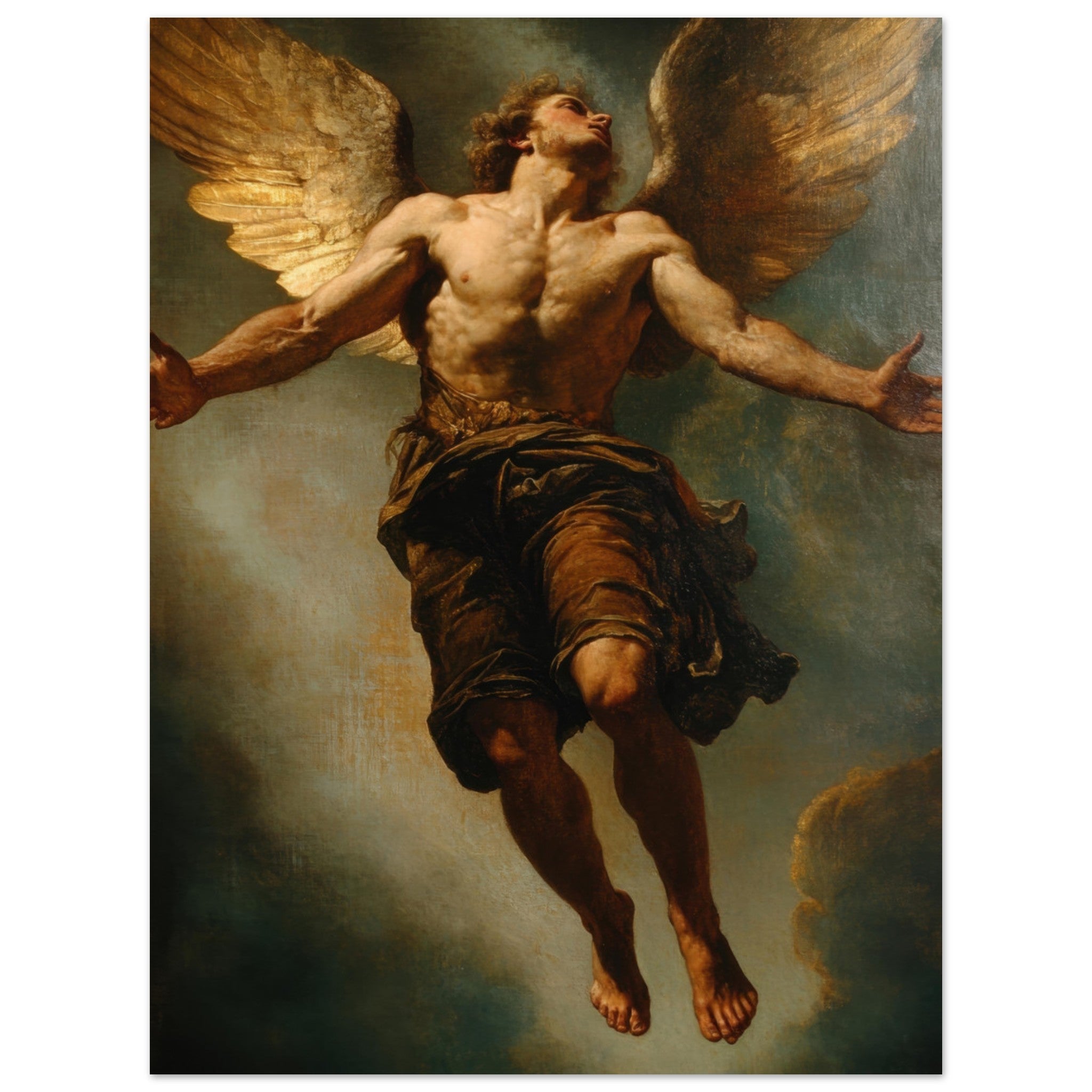 Aluminum Print Portrait - The Fallen Angels Descent Baroque Mythological 3 - Shop Ai Art WebShop - Digital Art online Store