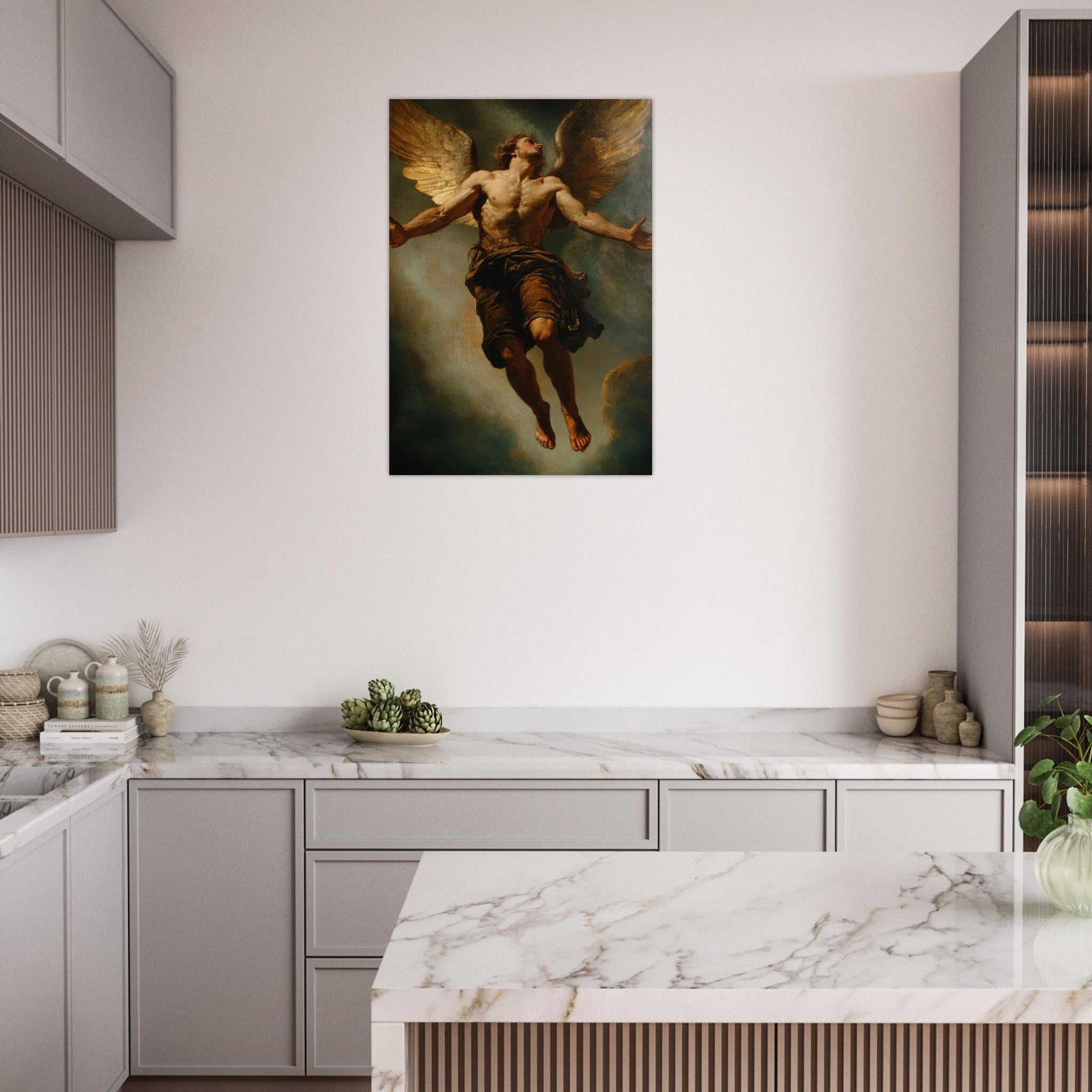 Aluminum Print Portrait - The Fallen Angels Descent Baroque Mythological 3 - Shop Ai Art WebShop - Digital Art online Store