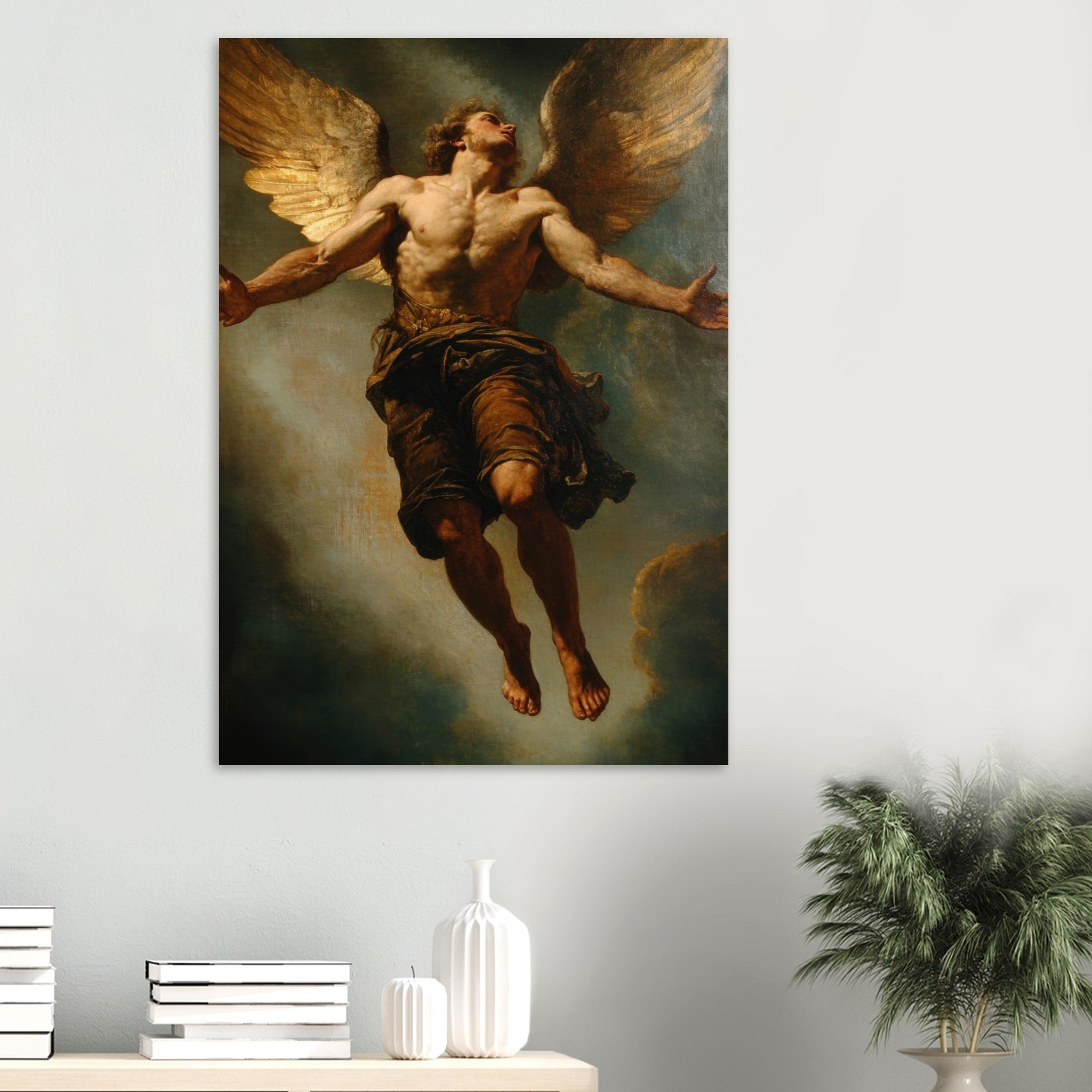 Aluminum Print Portrait - The Fallen Angels Descent Baroque Mythological 3 - Shop Ai Art WebShop - Digital Art online Store