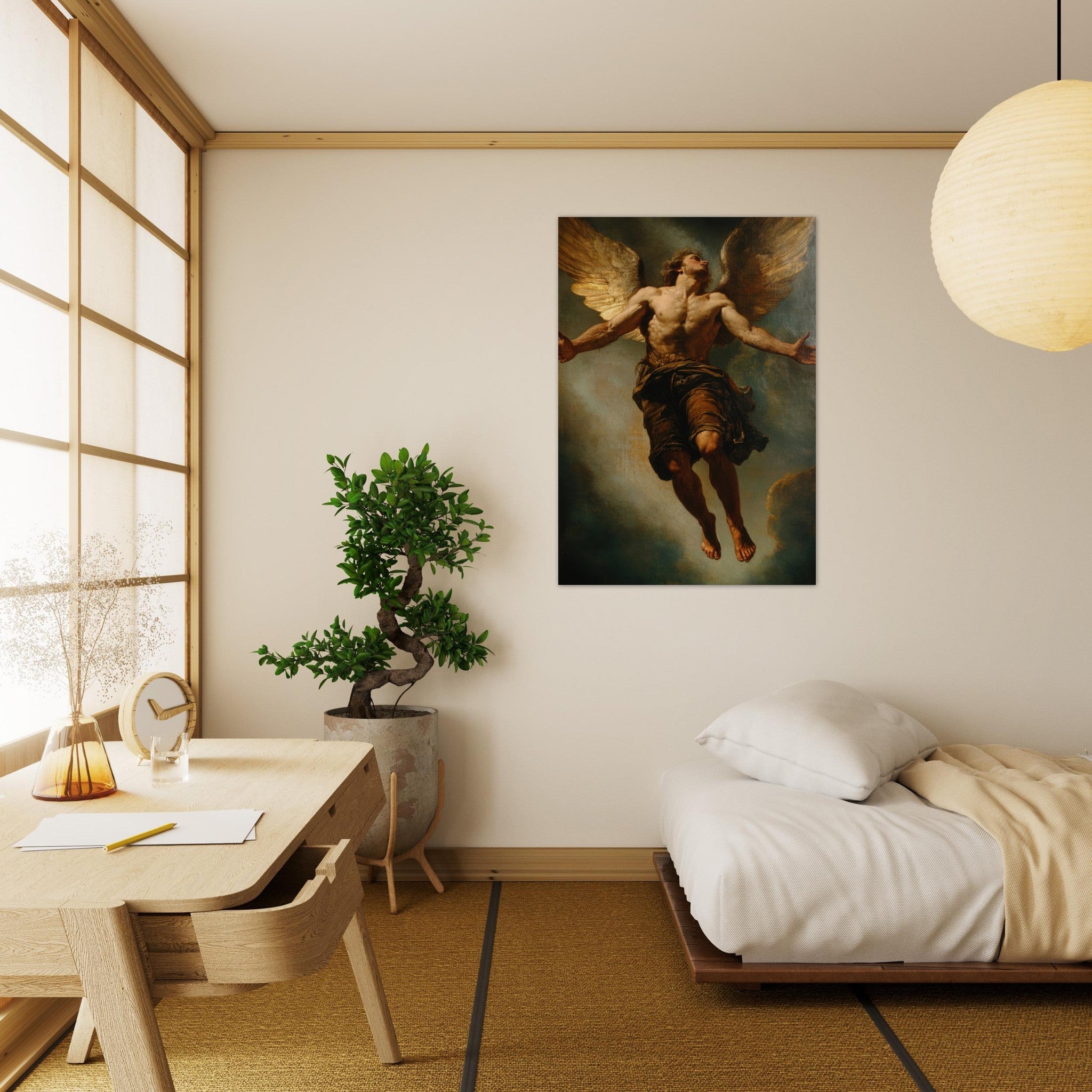 Aluminum Print Portrait - The Fallen Angels Descent Baroque Mythological 3 - Shop Ai Art WebShop - Digital Art online Store