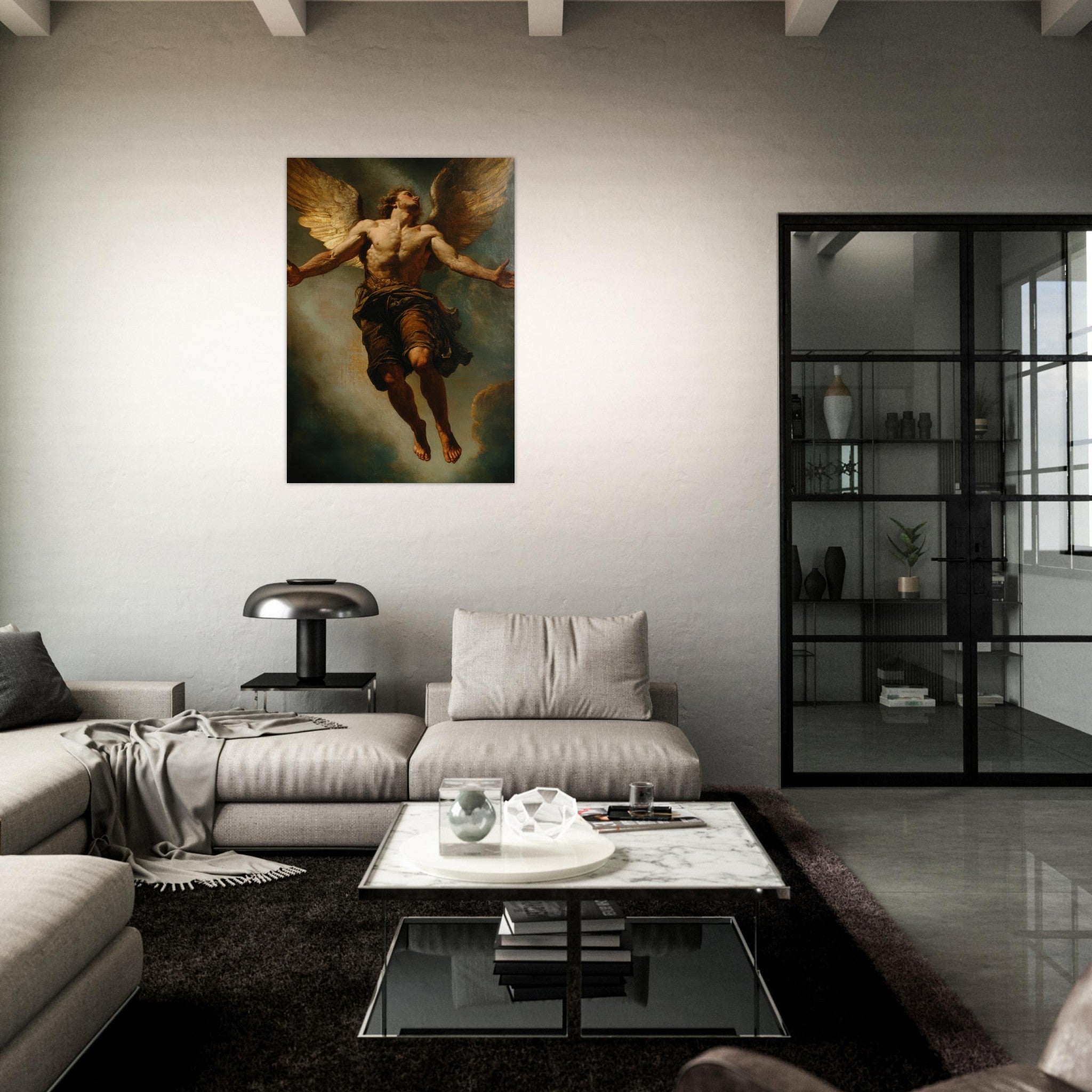 Aluminum Print Portrait - The Fallen Angels Descent Baroque Mythological 3 - Shop Ai Art WebShop - Digital Art online Store